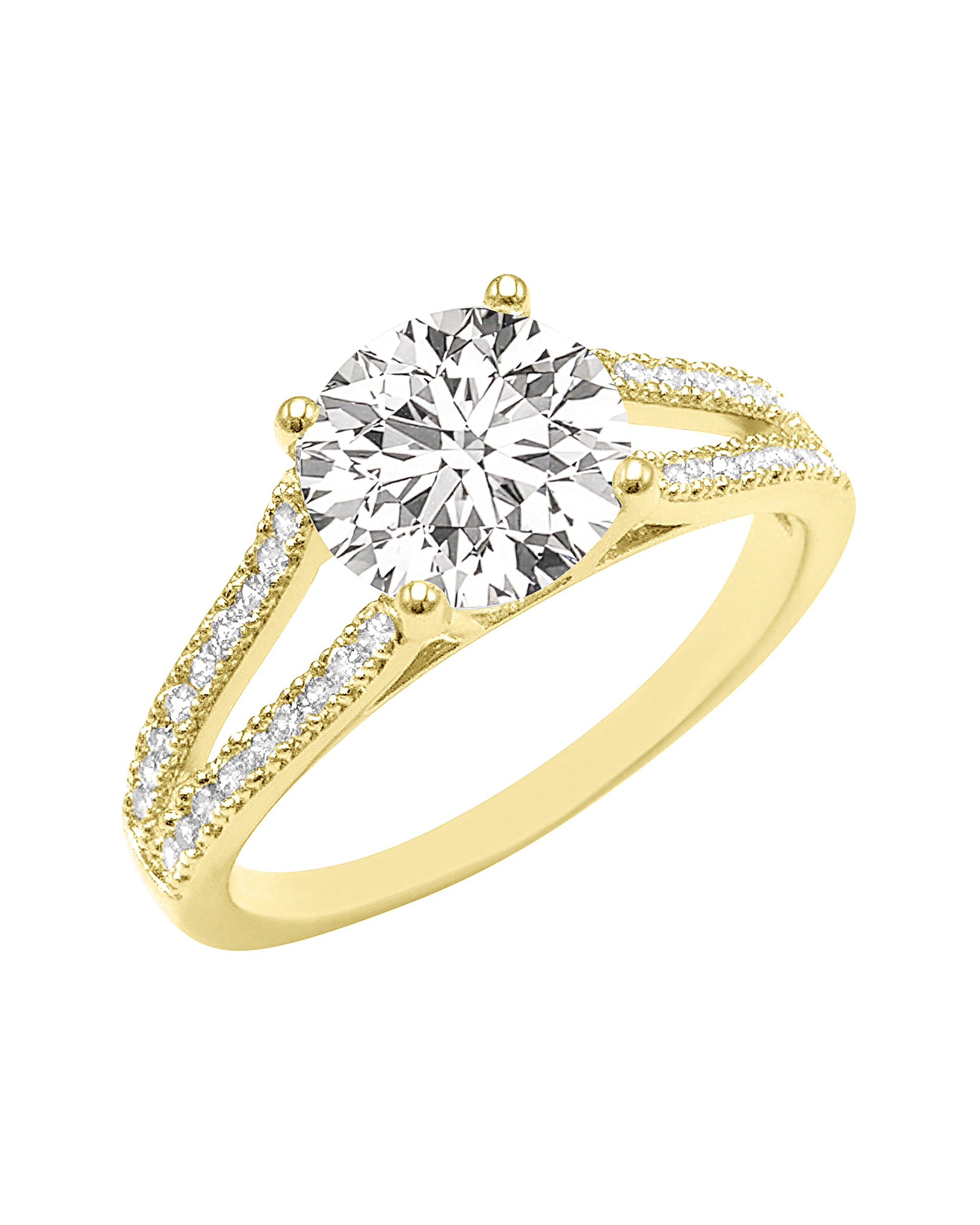 Bague solitaire 4 griffes 8mm plaqué or 18k zirconium