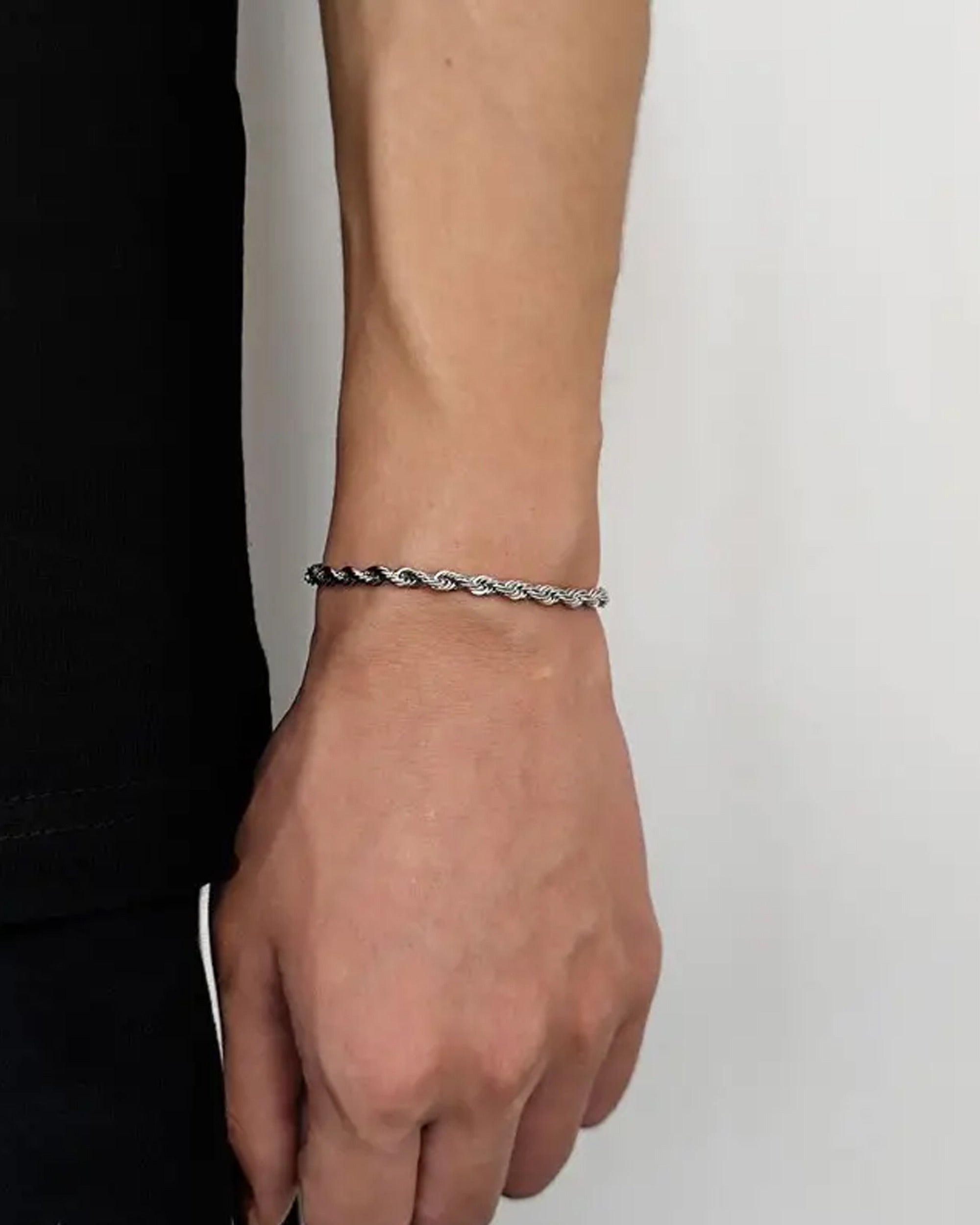 BRACELET EN ACIER MAILLE CORDE 4,5 MM