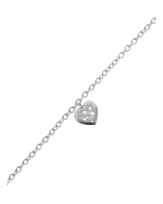 Bracelet en acier coeur avec strass fermoir barre