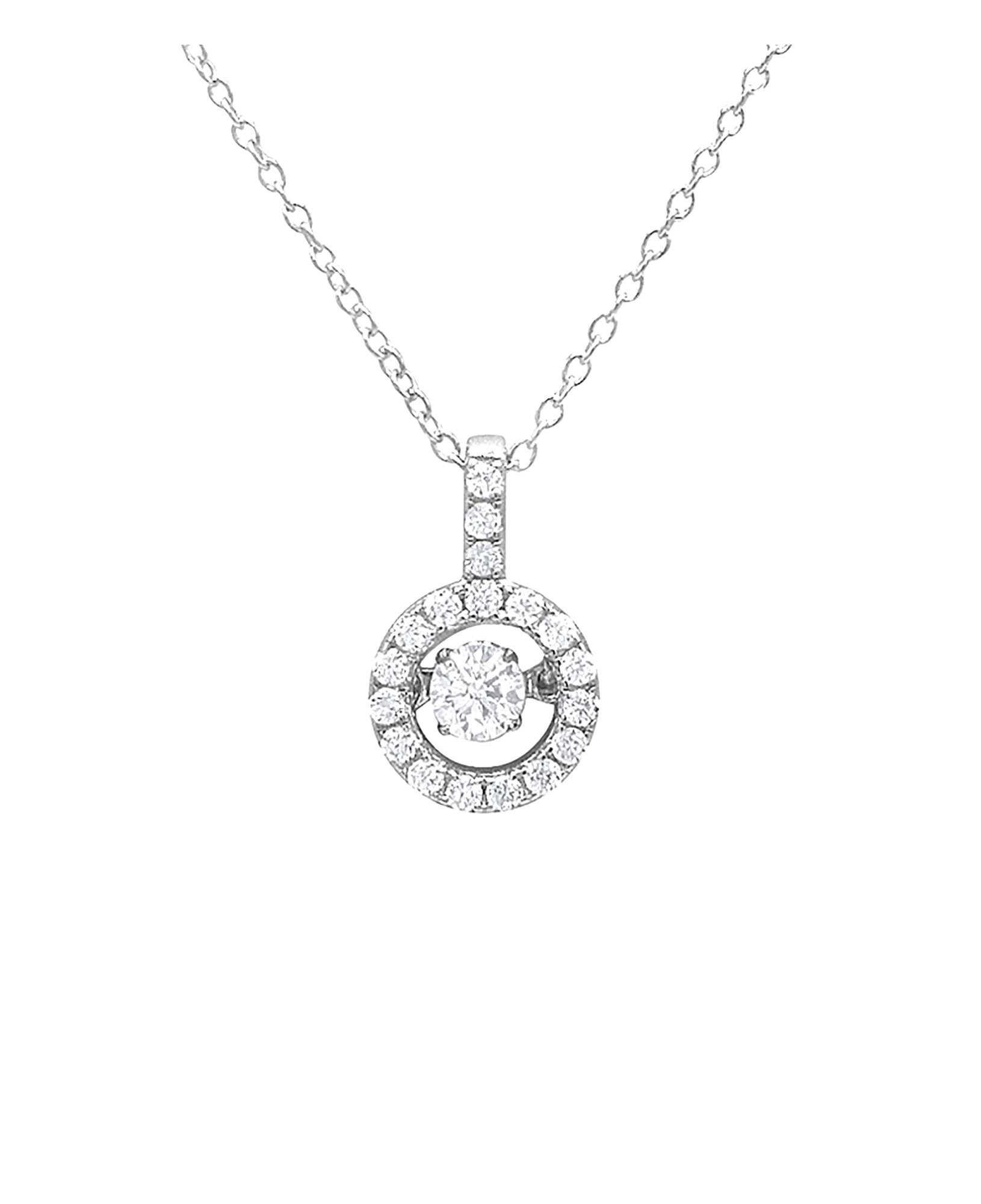 COLLIER EN ARGENT CERCLE SERTI DE PIERRES ET SOLITAIRE