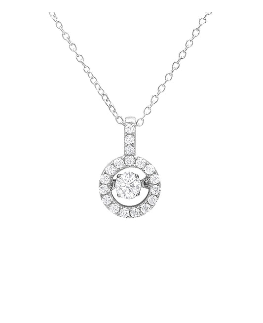 Collier en argent cercle serti de pierres et solitaire