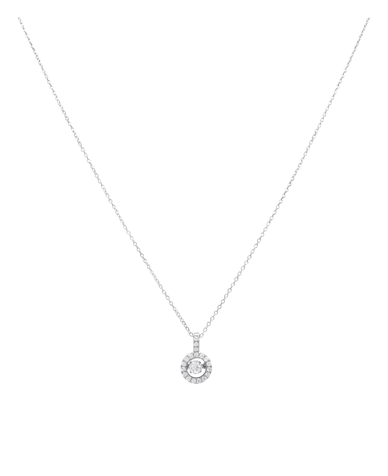 COLLIER EN ARGENT CERCLE SERTI DE PIERRES ET SOLITAIRE