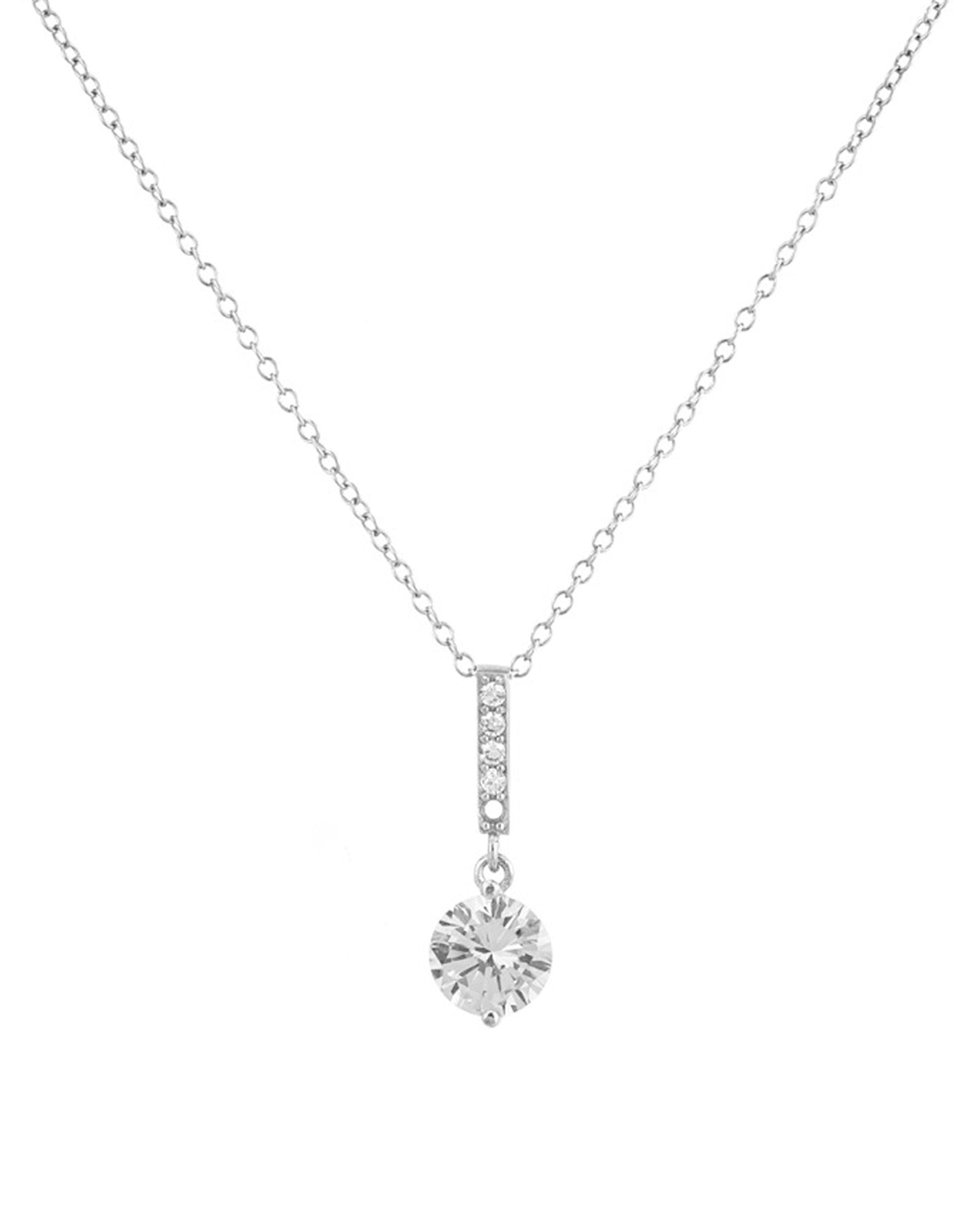 COLLIER EN ARGENT BARRE AVEC PIERRES ET SOLITAIRE