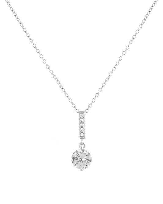 Collier en argent barre avec pierres et solitaire