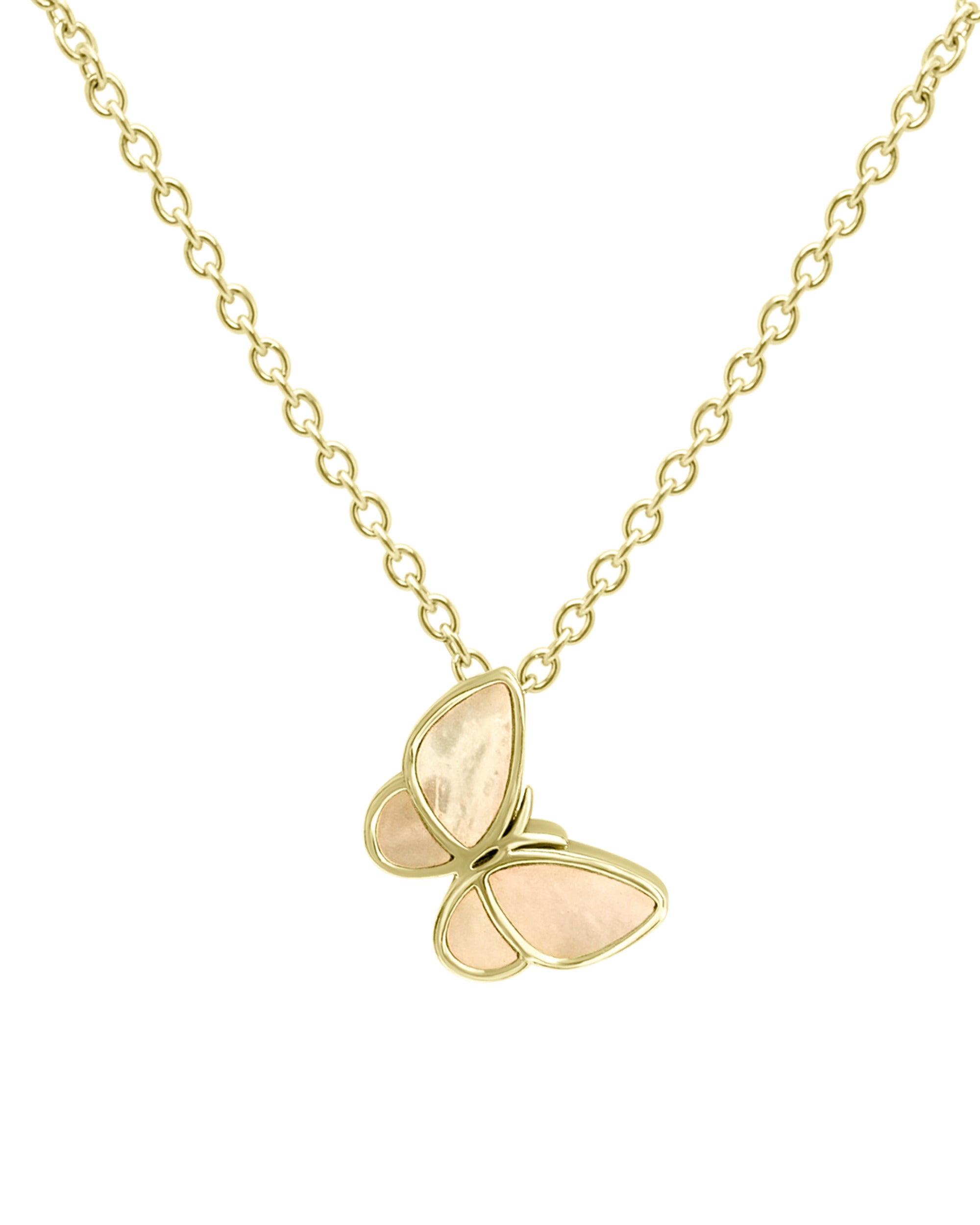 COLLIER EN ACIER DORE AVEC PAPILLON NACRE