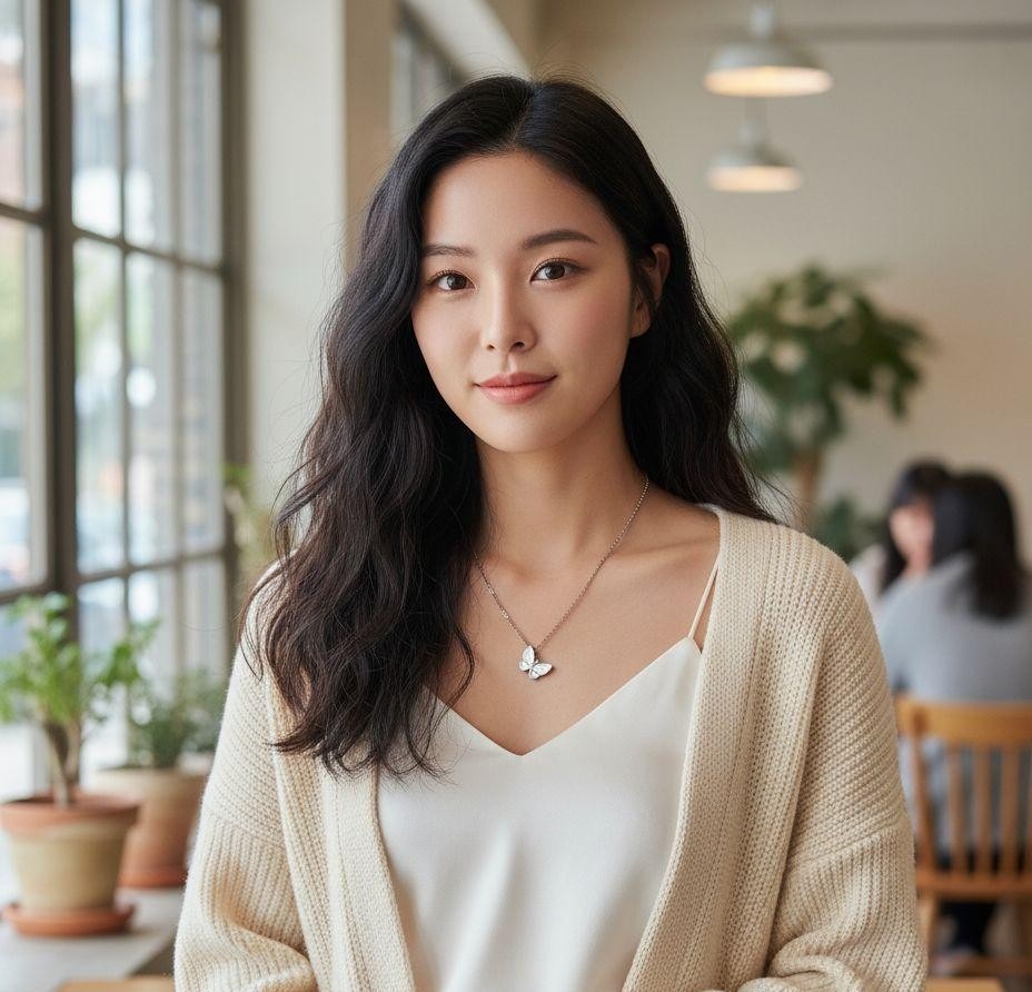 COLLIER EN ACIER PENDENTIF PAPILLON AVEC NACRE