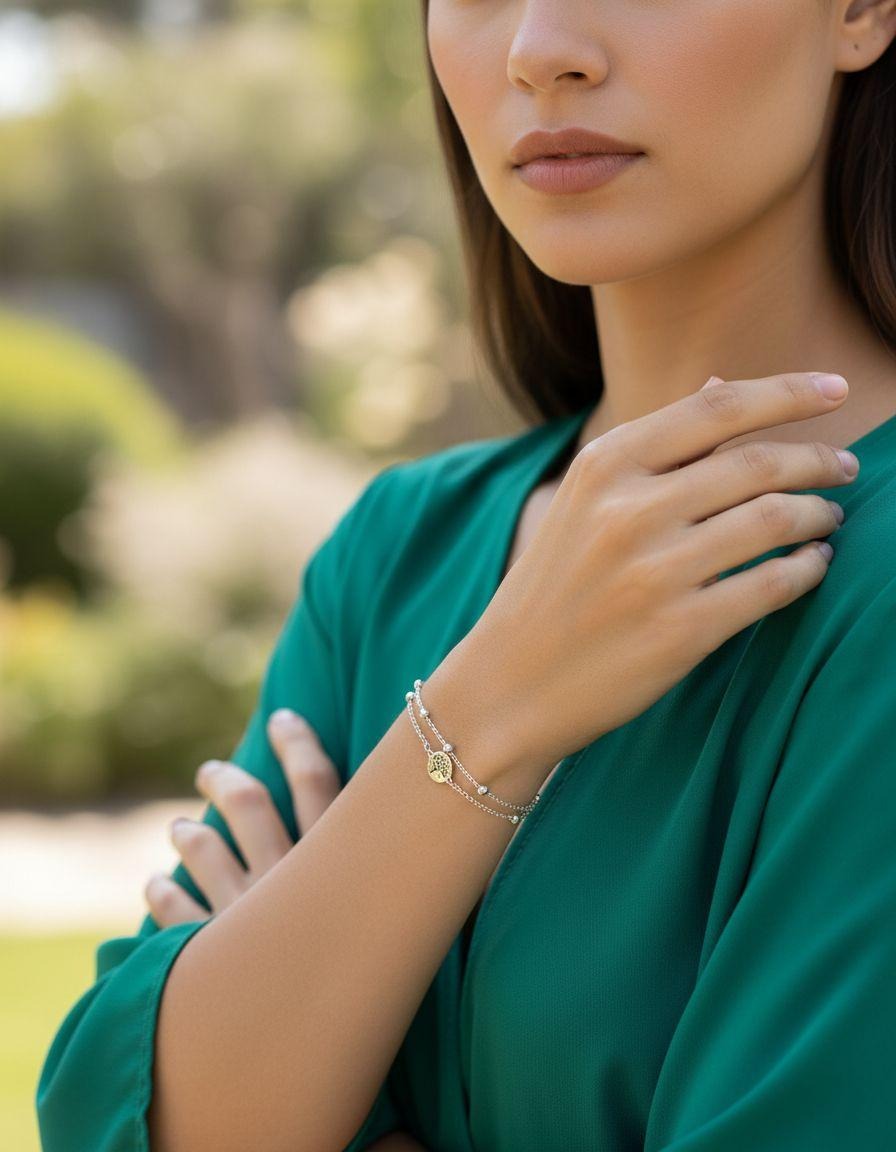 BRACELET EN ACIER ARBRE DE VIE ET BILLES