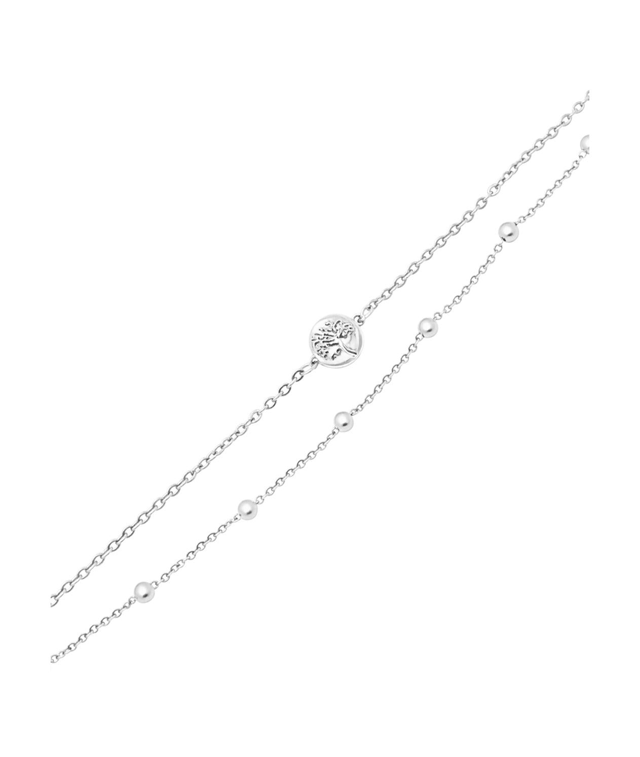 BRACELET EN ACIER ARBRE DE VIE ET BILLES