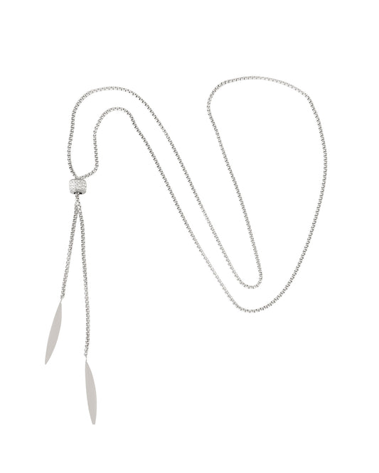 Stalen ketting met strass steentjes en pailletten veren