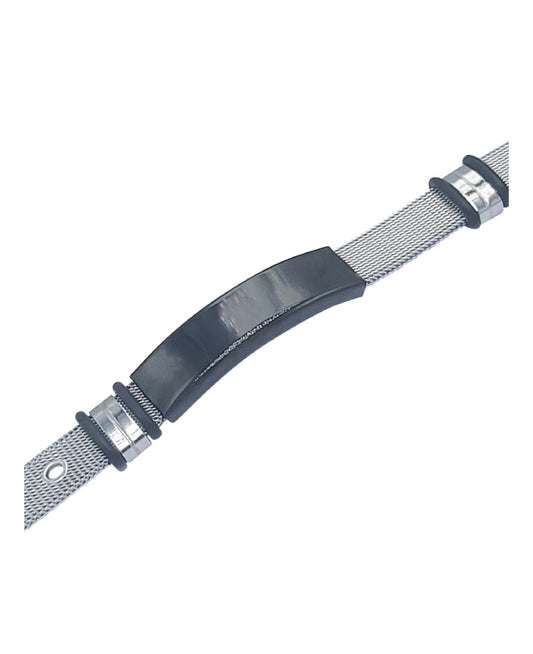 Steel mesh bracelet and black plate