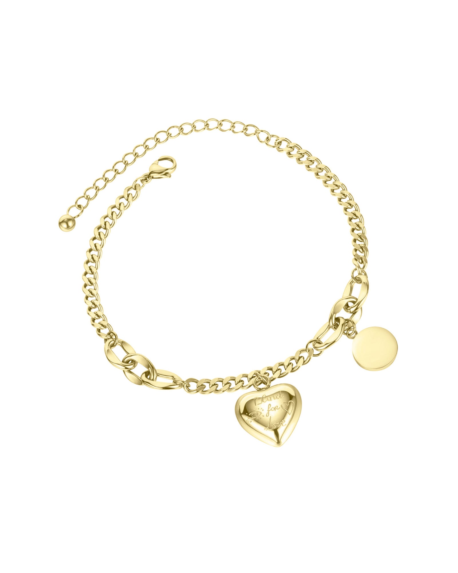 BRACELET EN ACIER DORE AVEC COEUR "BLIND FOR LOVE"