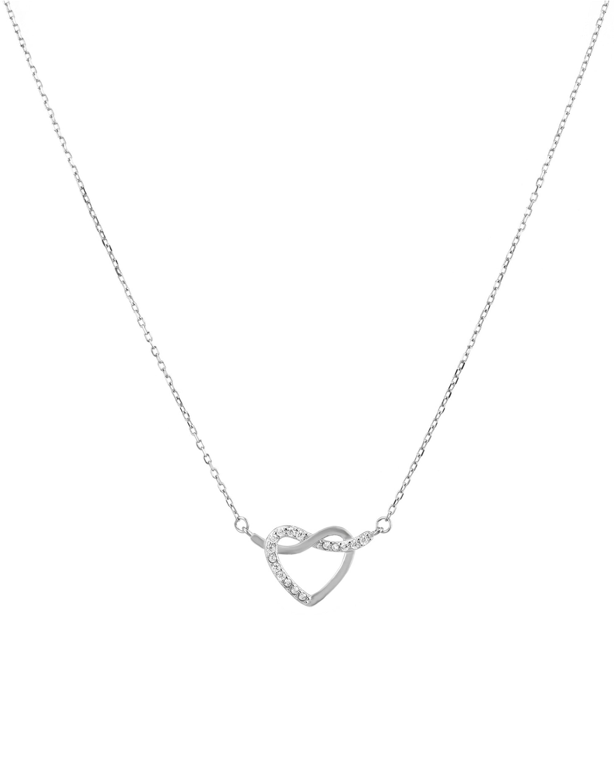 COLLIER EN ARGENT COEUR AVEC NOEUD ET PIERRES