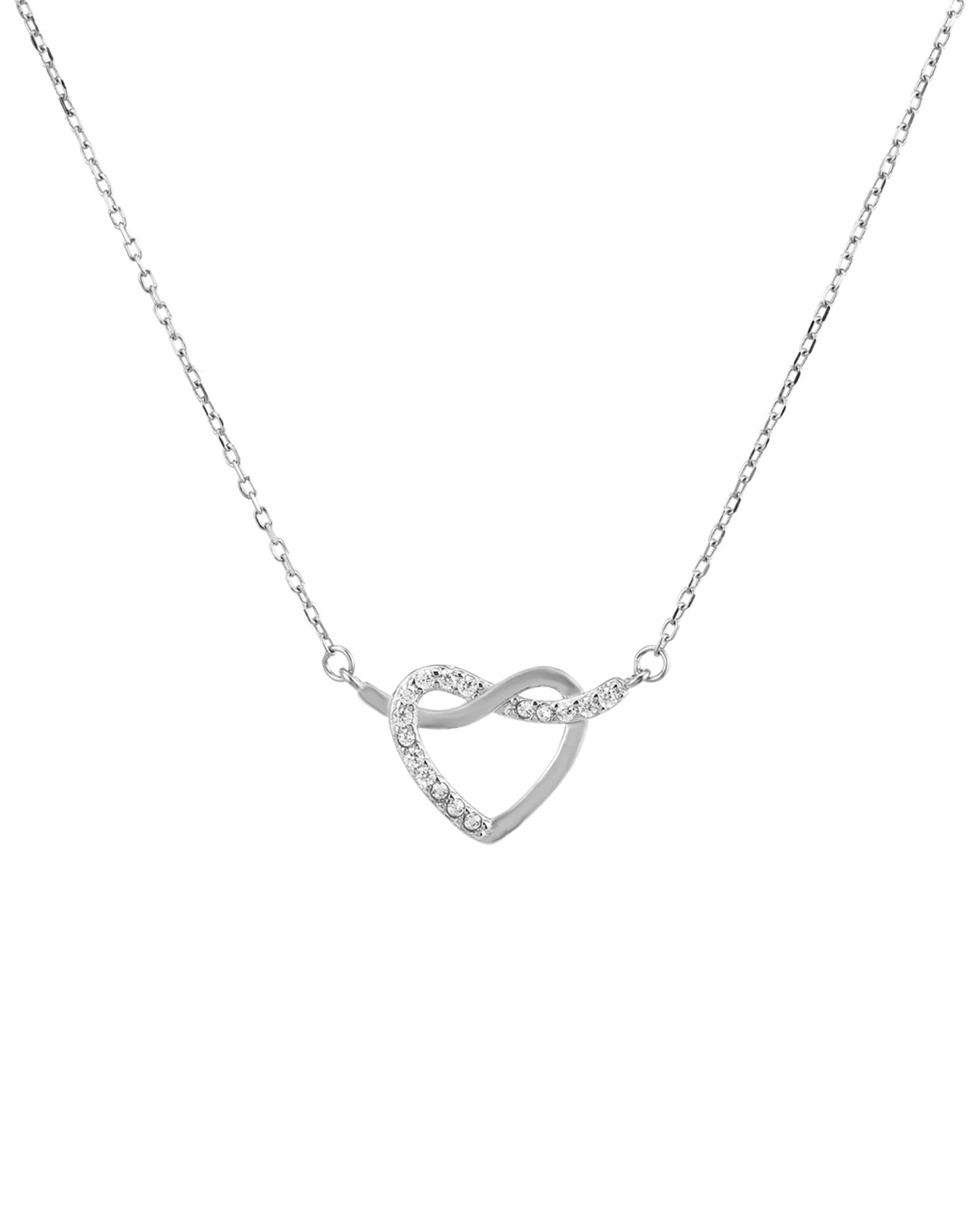 COLLIER EN ARGENT COEUR AVEC NOEUD ET PIERRES