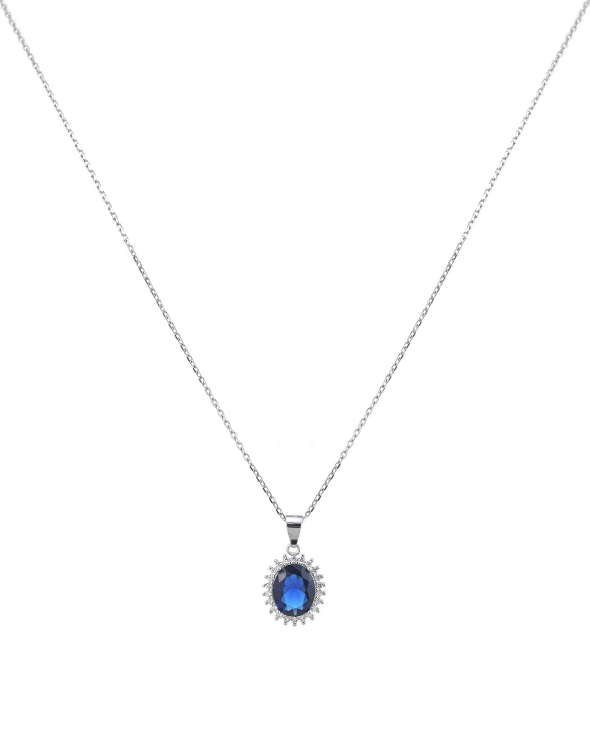 COLLIER EN ARGENT PENDENTIF BLEU AVEC PIERRES