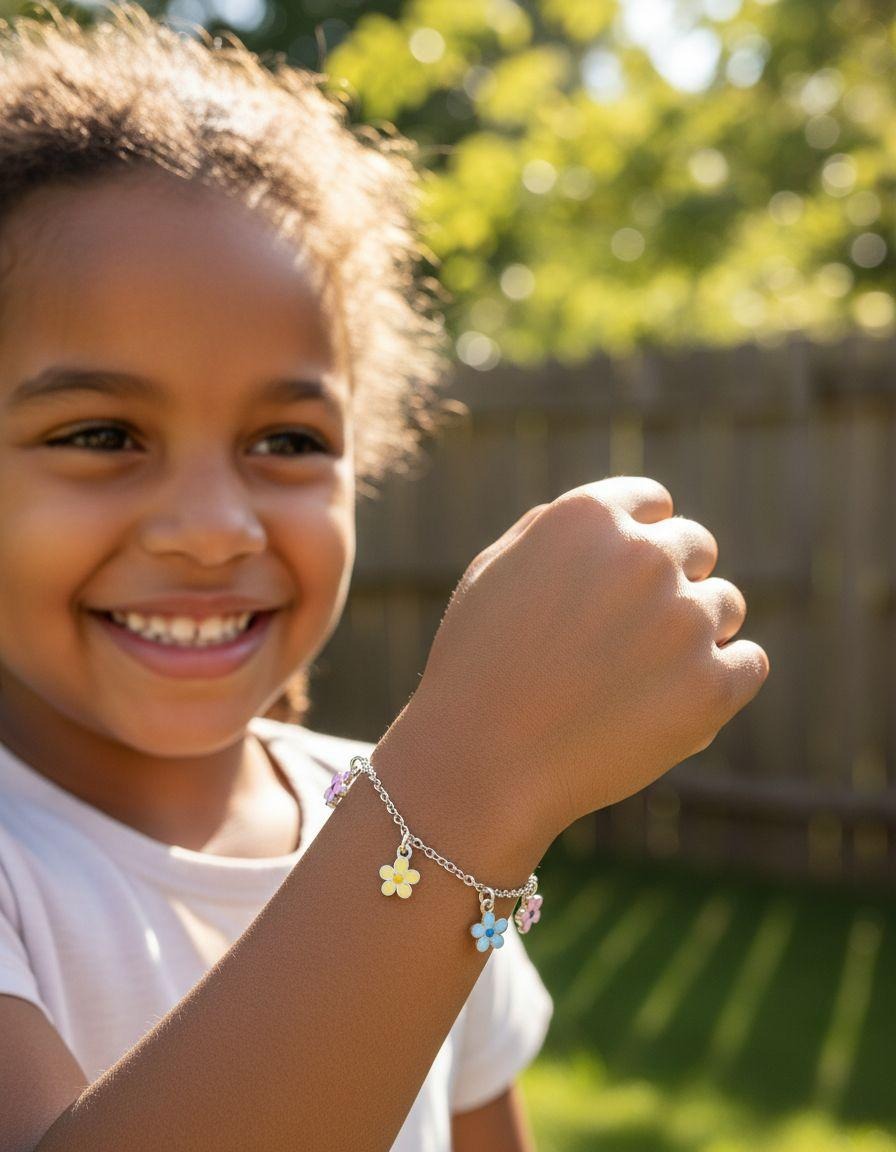 BRACELET EN ARGENT AVEC FLEURS MULTICOLORES