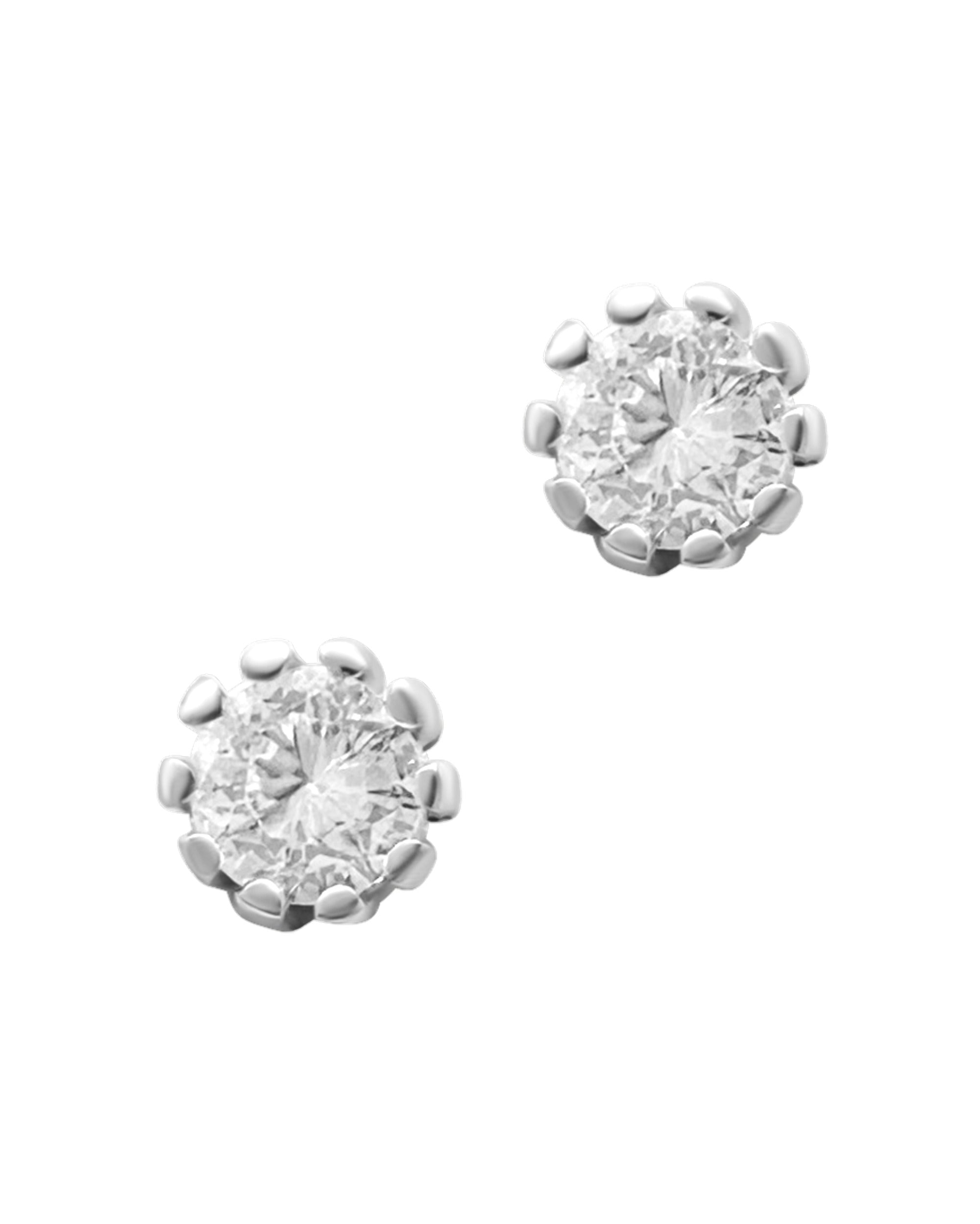 BOUCLES D'OREILLES EN ARGENT SOLITAIRE 4 MM