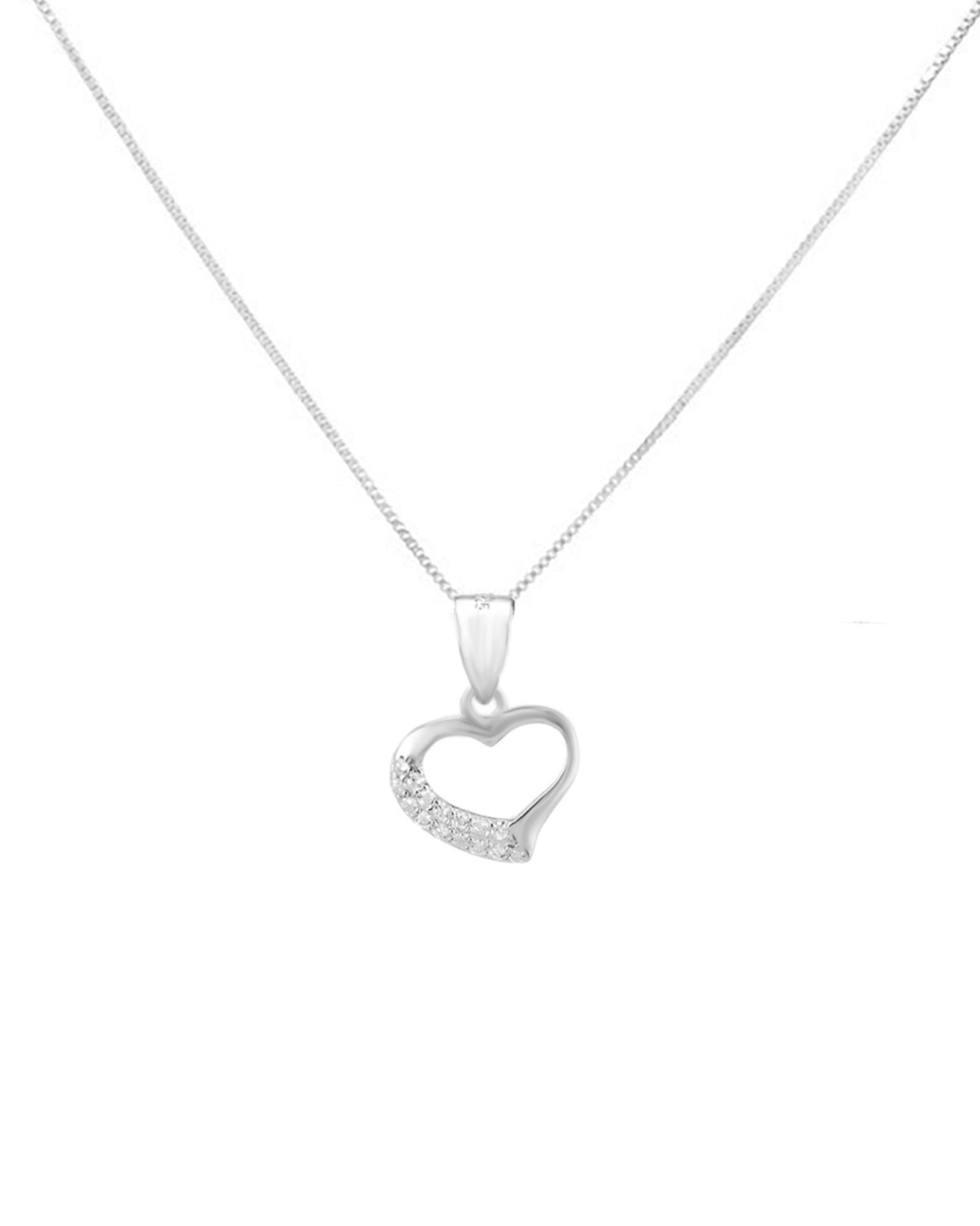 COLLIER EN ARGENT COEUR AVEC PIERRES