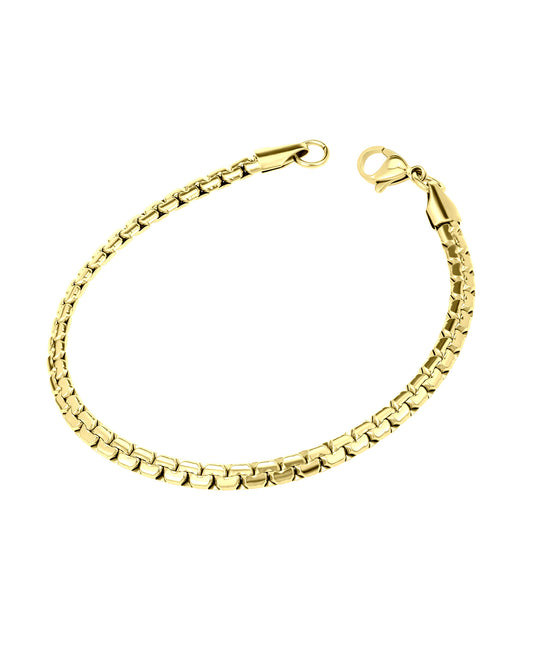 Bracelet en acier doré maille haricot