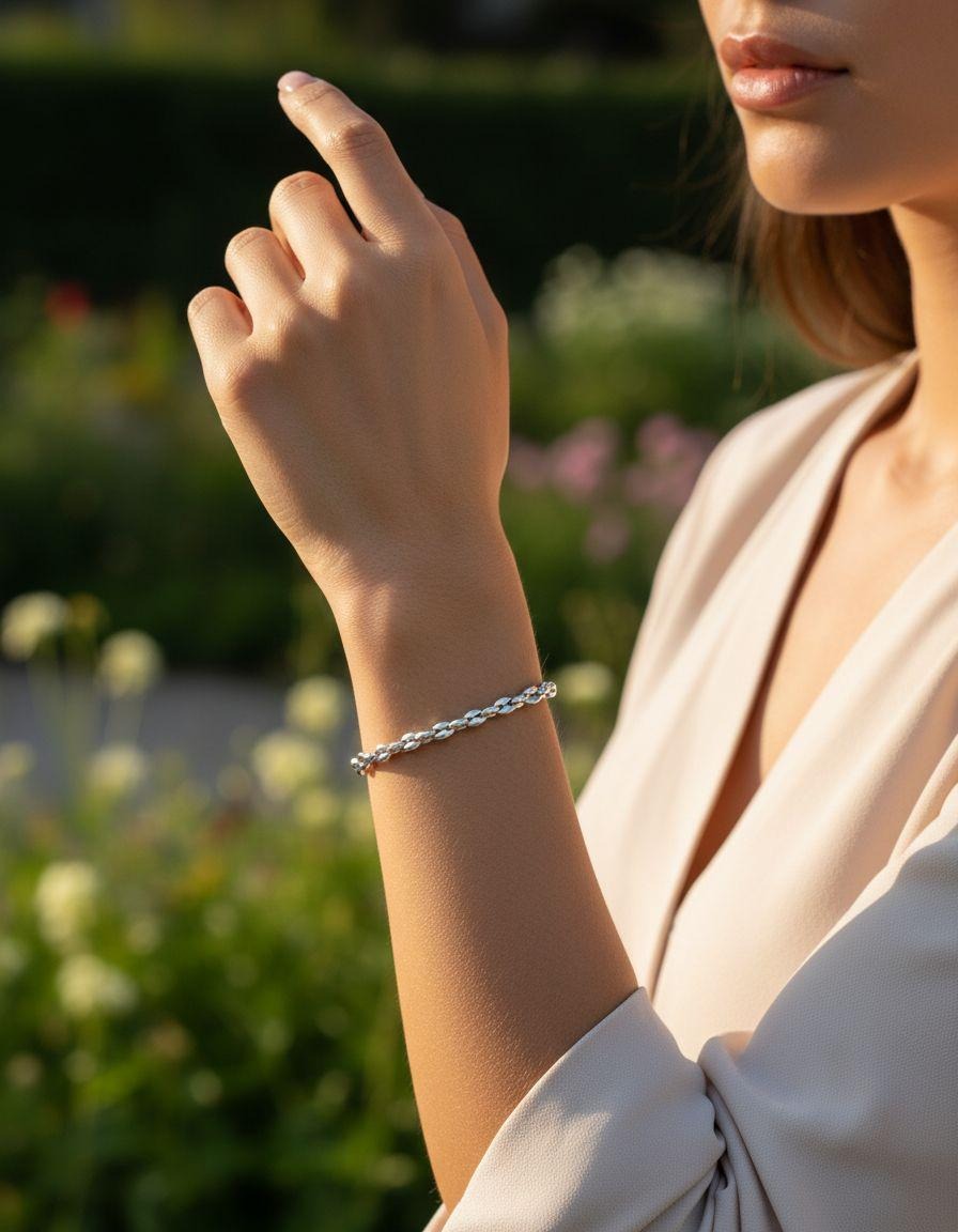 BRACELET EN ACIER MAILLE GRAIN DE CAFE