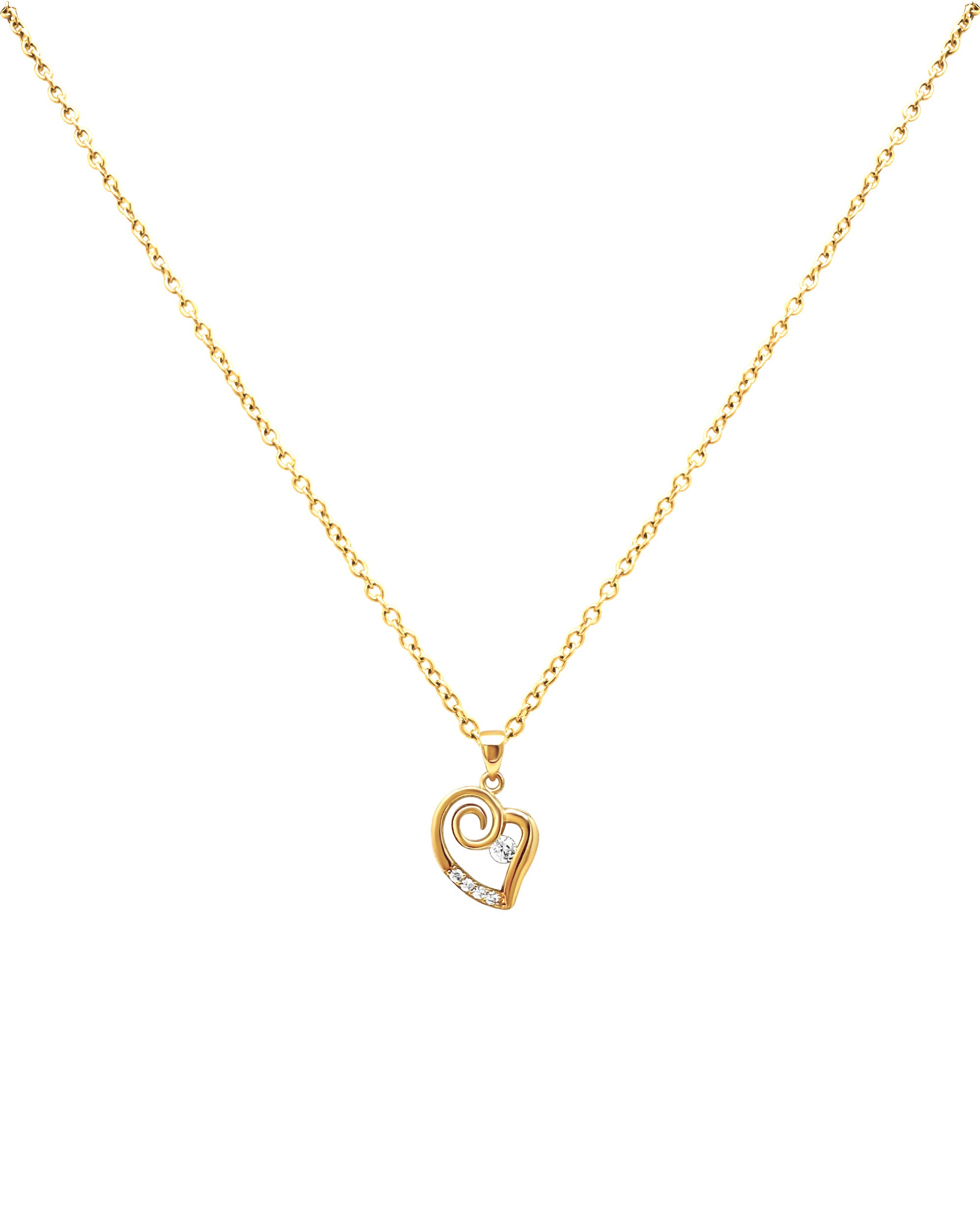 COLLIER EN PLAQUE OR PENDENTIF COEUR AVEC ZIRCONIUM