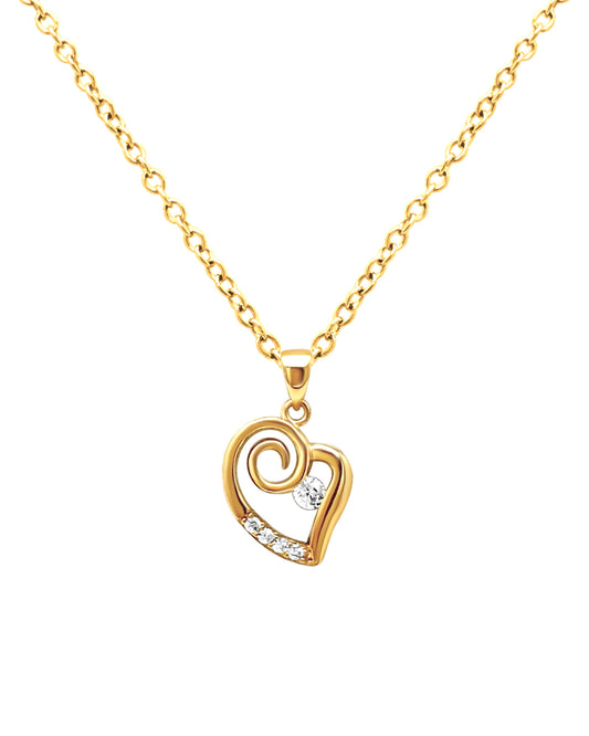Vergulde ketting met hart hanger en zirkonium