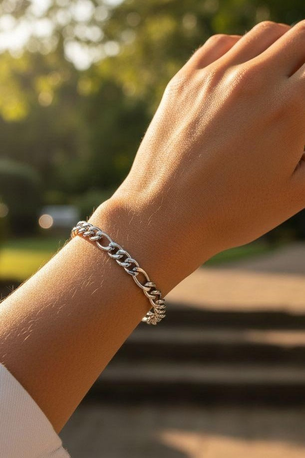 BRACELET EN ACIER MAILLE FIGARO 4,5 MM