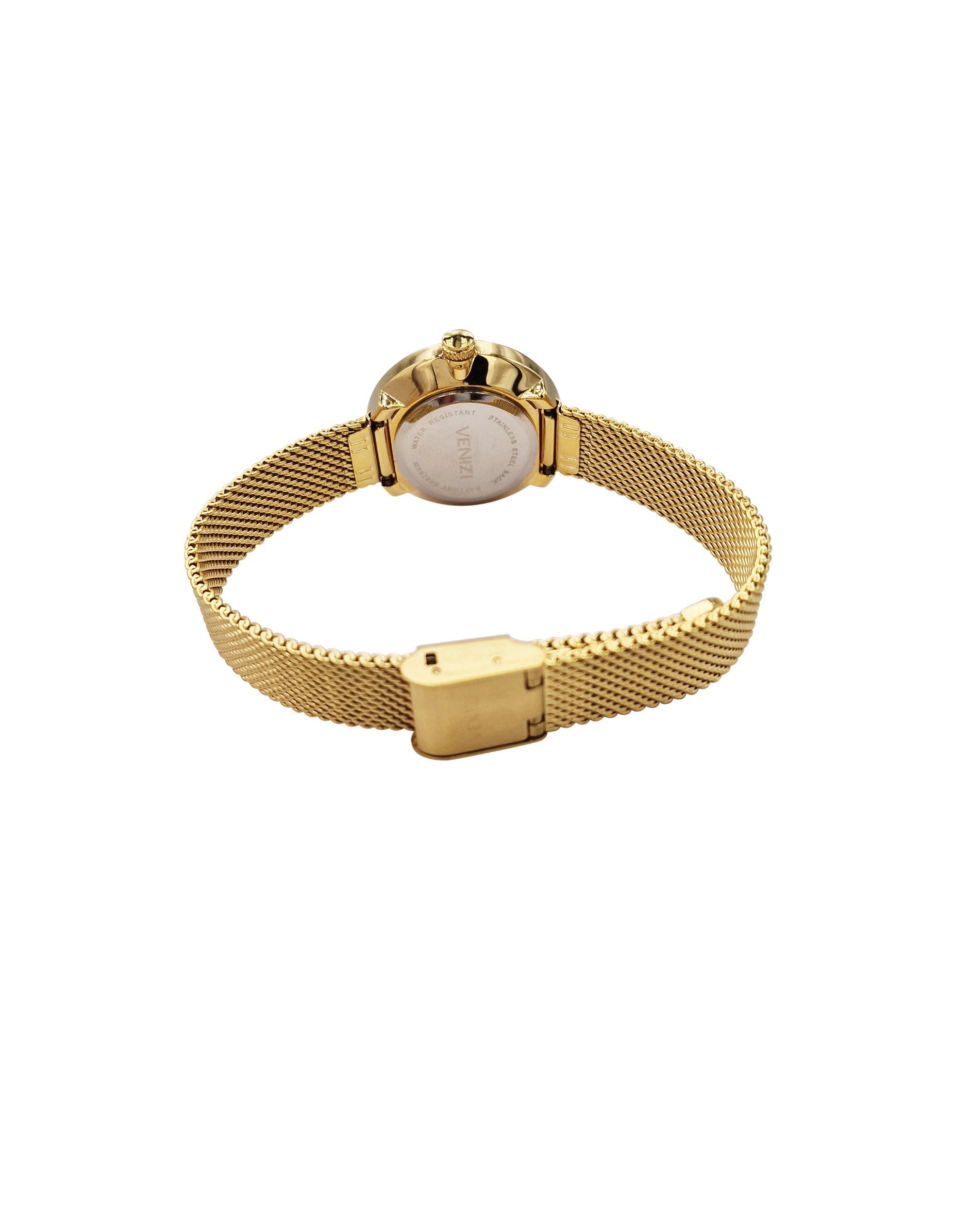 Montre Venizi dorée avec strass maille milanaise