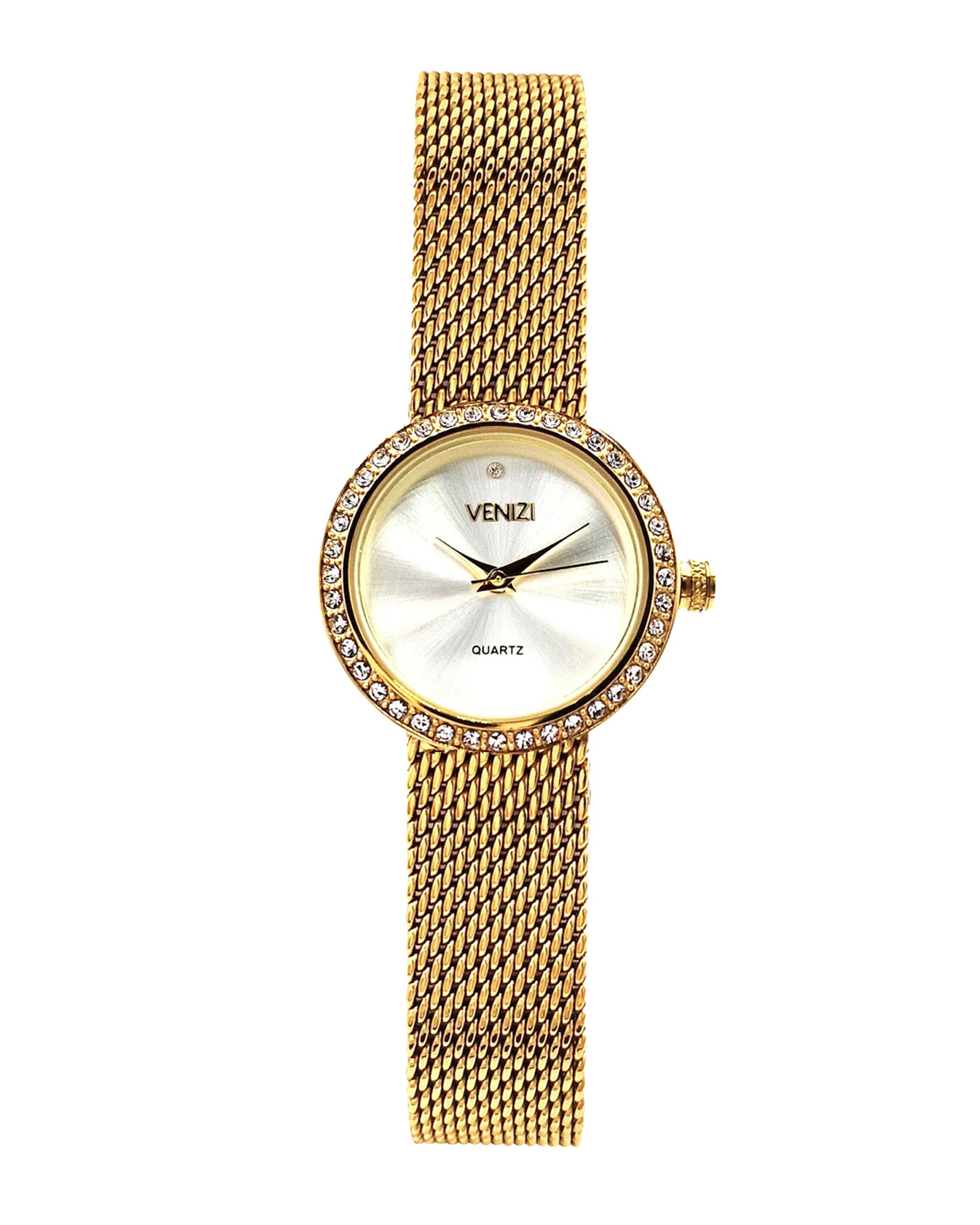 Montre Venizi dorée avec strass maille milanaise