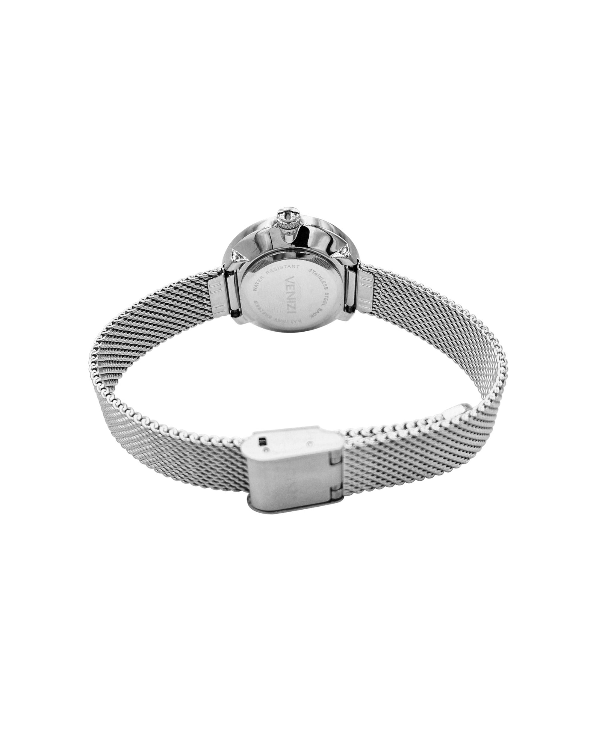 Montre Venizi argentée avec strass maille milanaise