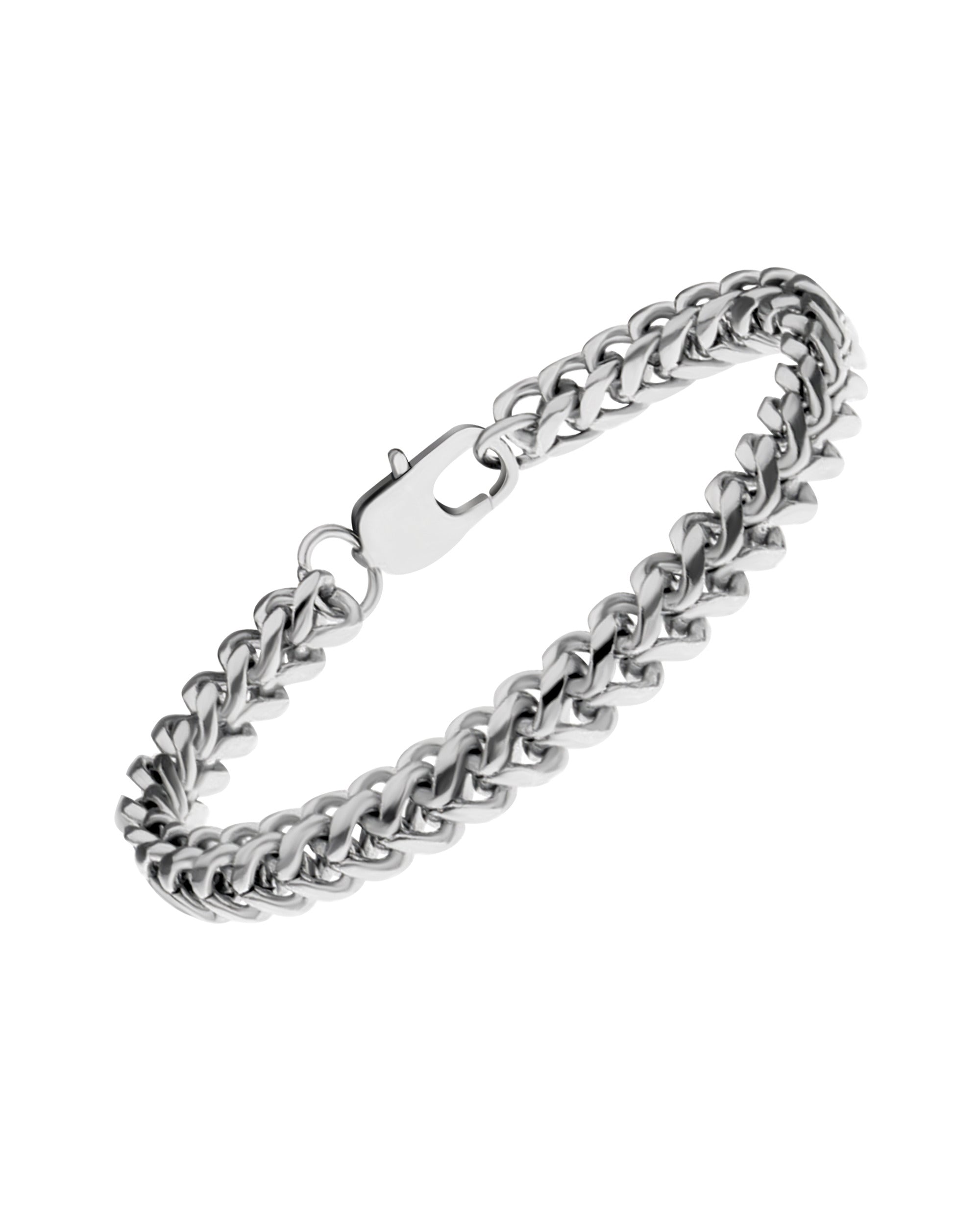 BRACELET EN ACIER MASSIF MAILLE PALMIER CARREE 6 MM