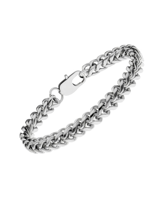 Bracelet en acier massif maille palmier carrée 6 mm