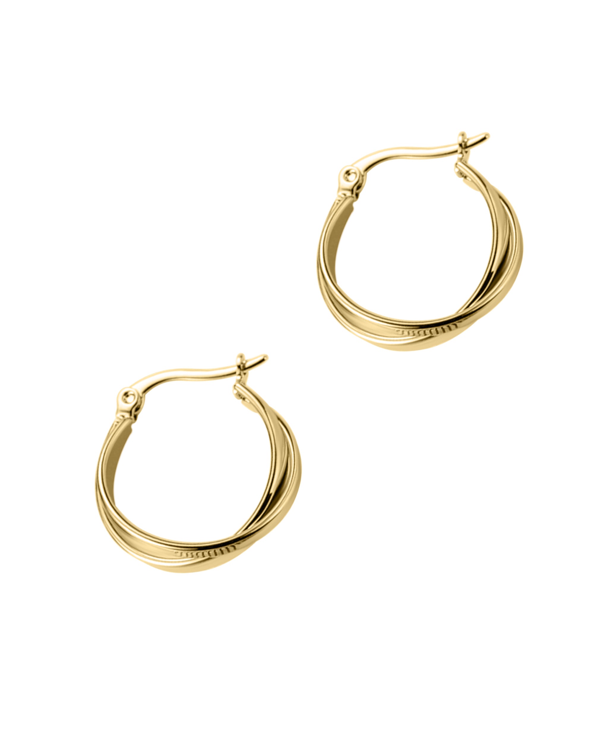 CREOLES EN ACIER DORE EFFET DOUBLE  2,4 CM