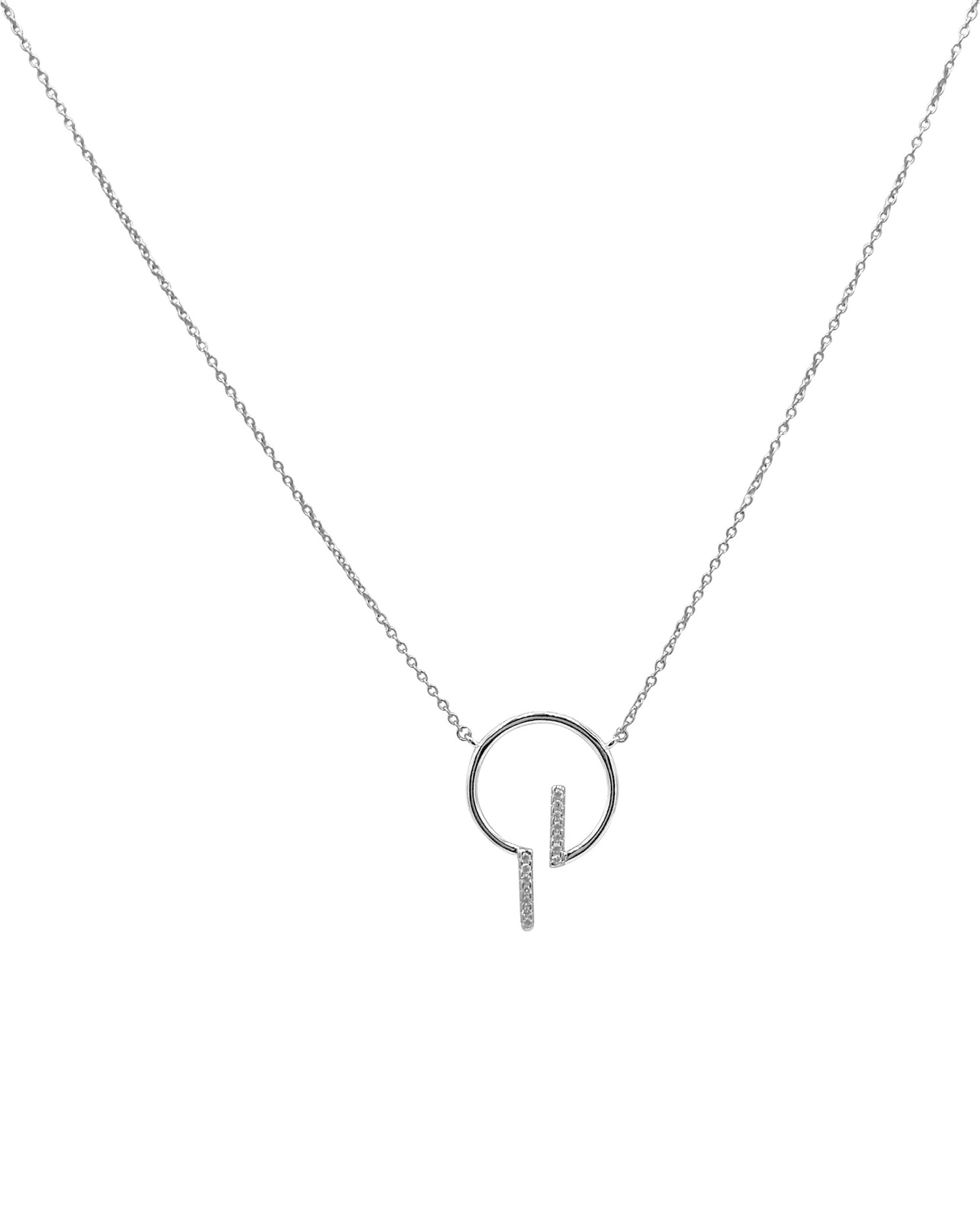 COLLIER EN ARGENT MOTIF CERCLE AVEC 2 BARRES SERTIES DE PIERRES
