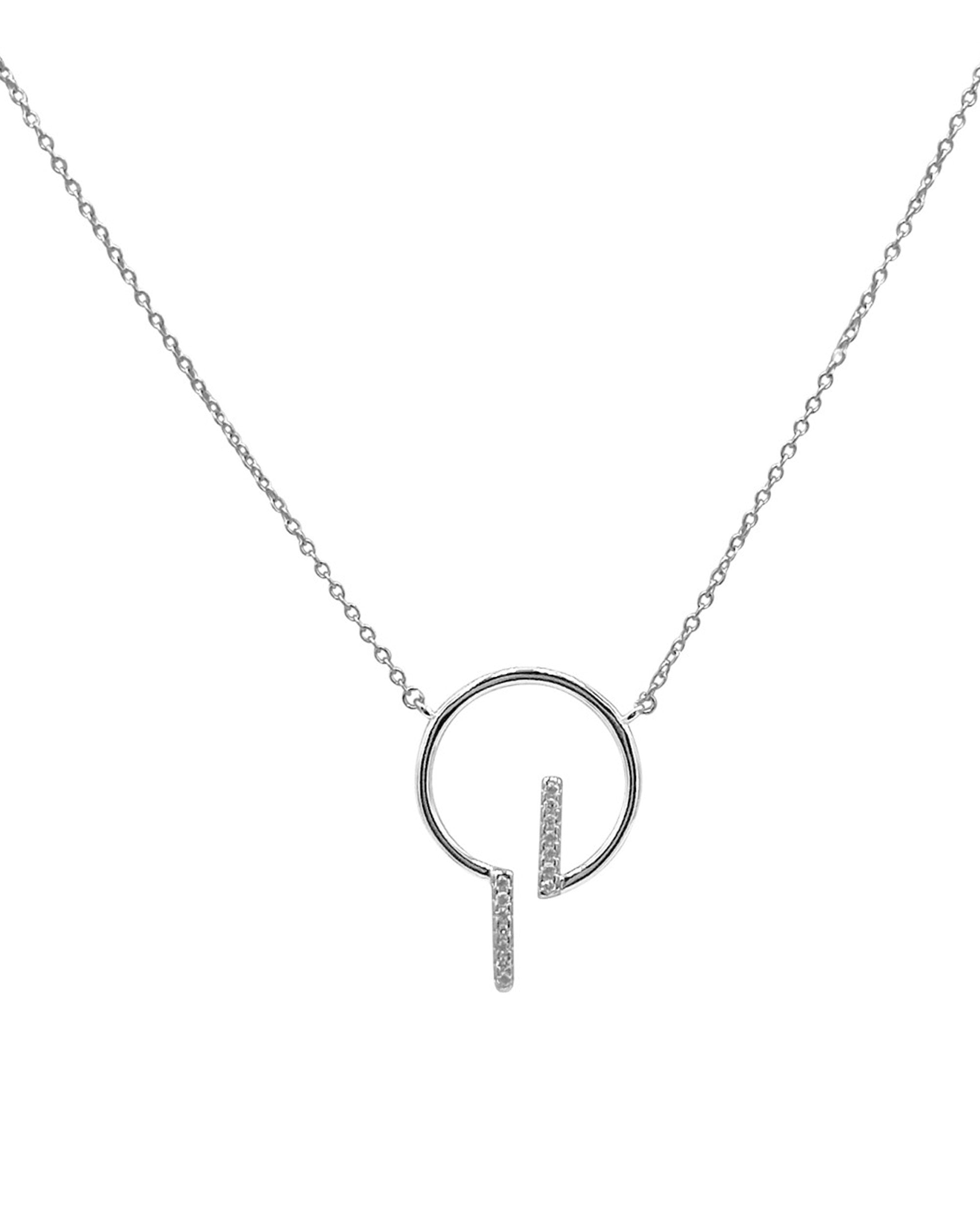 COLLIER EN ARGENT MOTIF CERCLE AVEC 2 BARRES SERTIES DE PIERRES