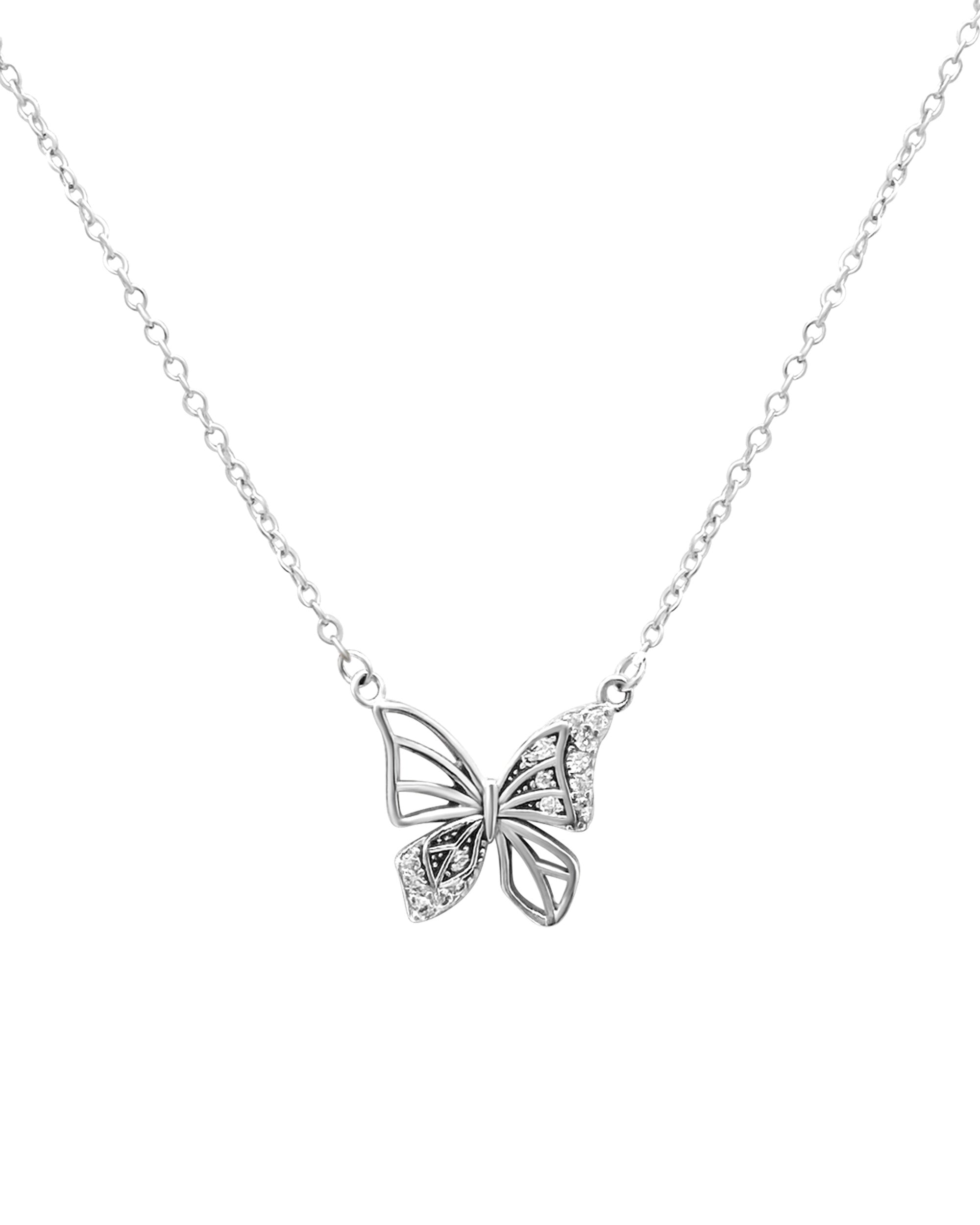 COLLIER EN ARGENT MOTIF PAPILLON AVEC ZIRCONIUM