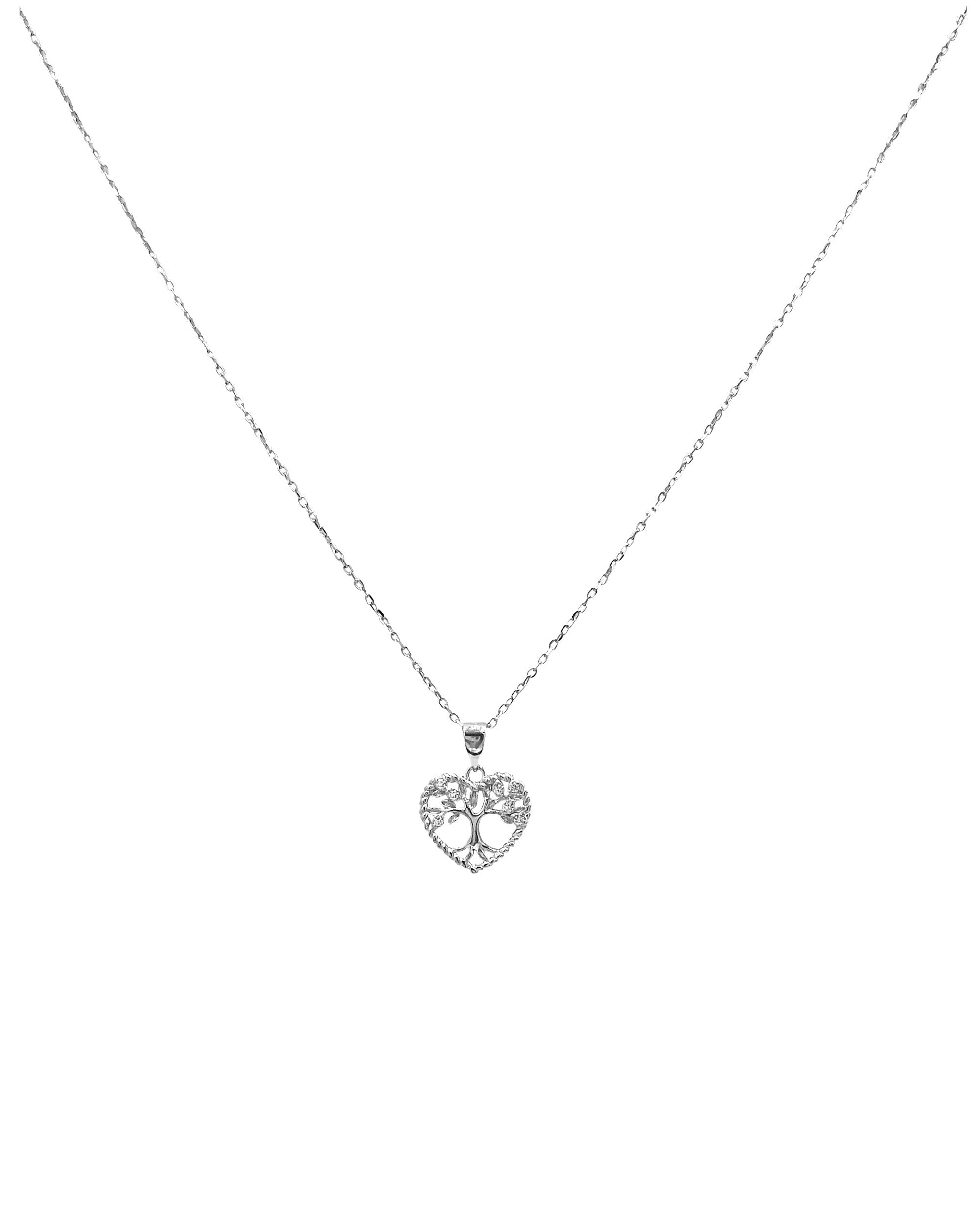 COLLIER EN ARGENT PENDENTIF COEUR AVEC ARBRE DE VIE ET PIERRES