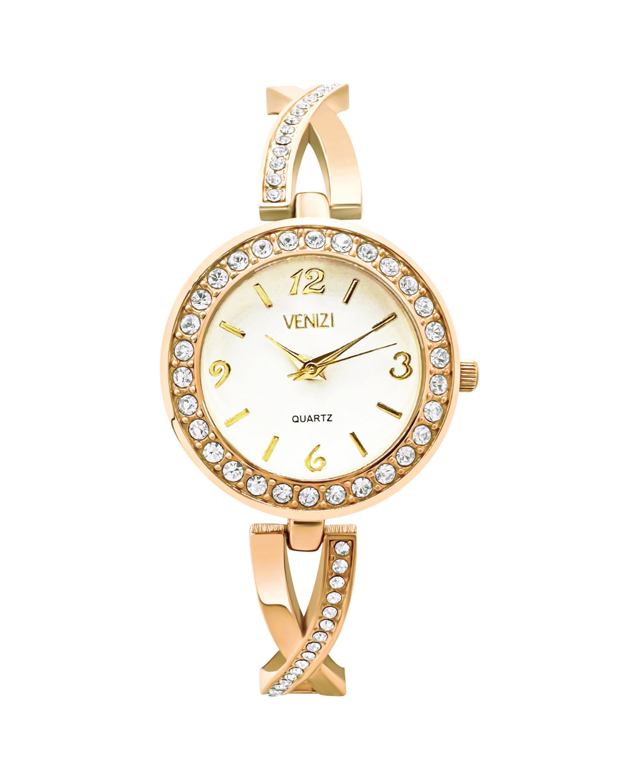 Montre Venizi dorée avec strass cadran blanc