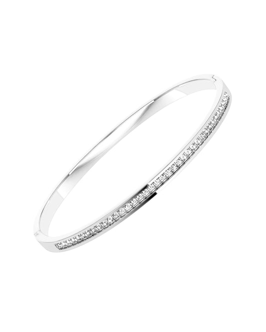 Stijve stalen armband met een strass-lijn