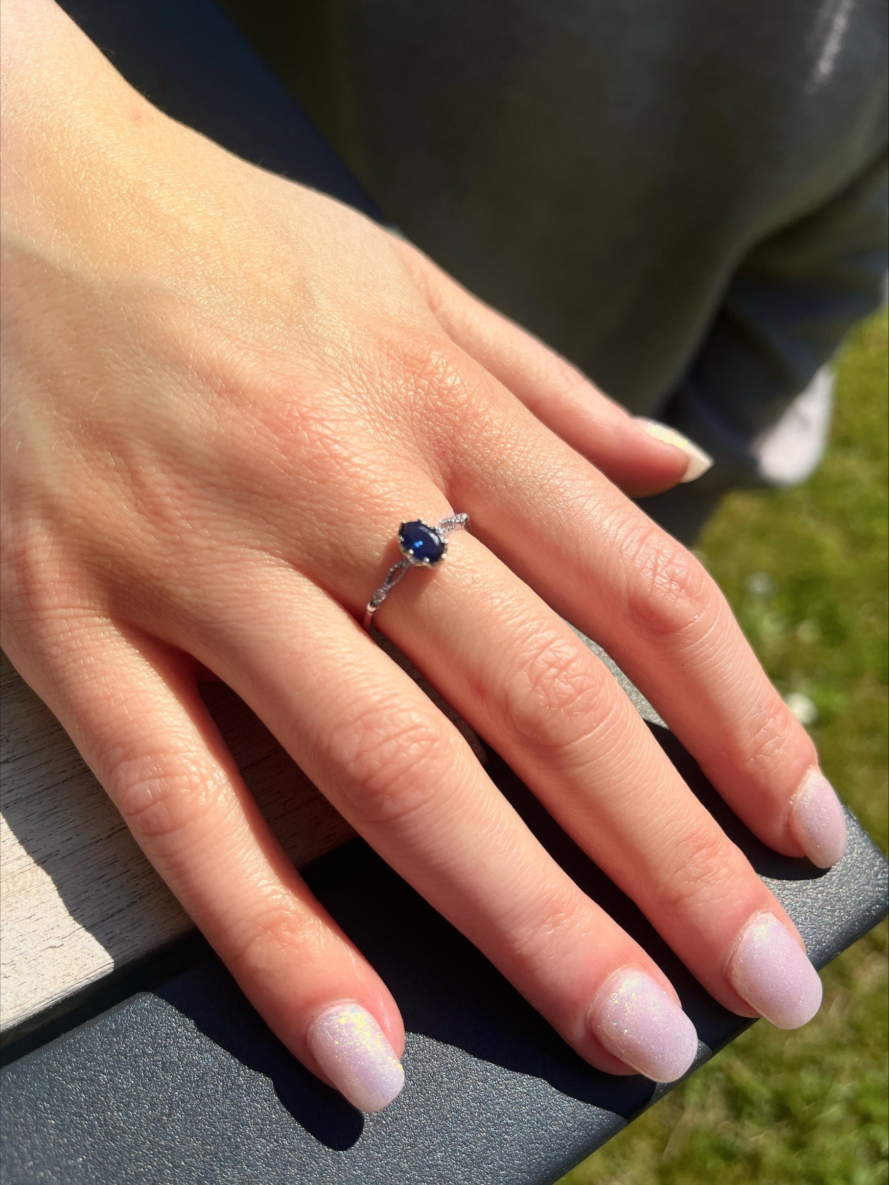BAGUE EN ARGENT SOLITAIRE BLEU