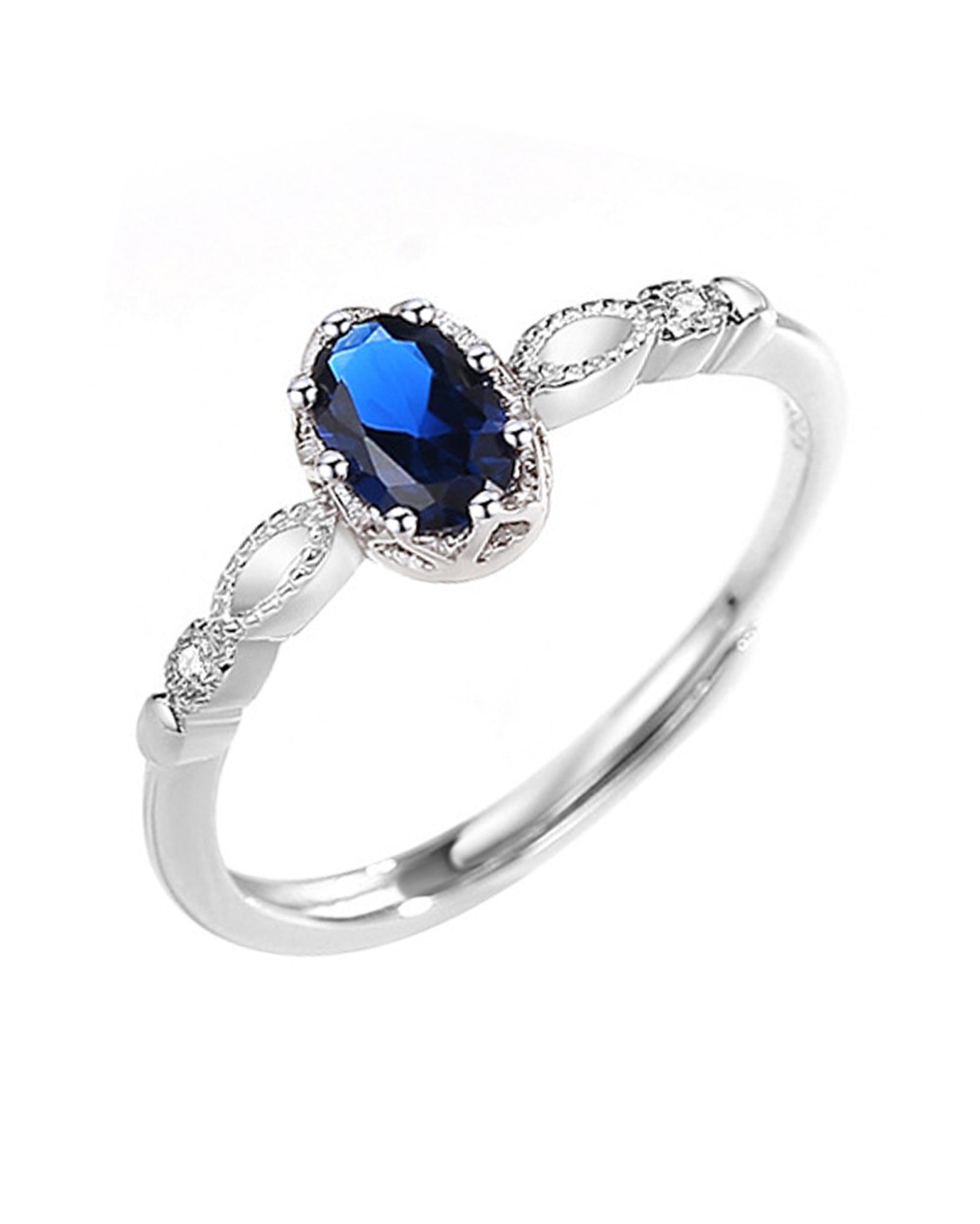 BAGUE EN ARGENT SOLITAIRE BLEU