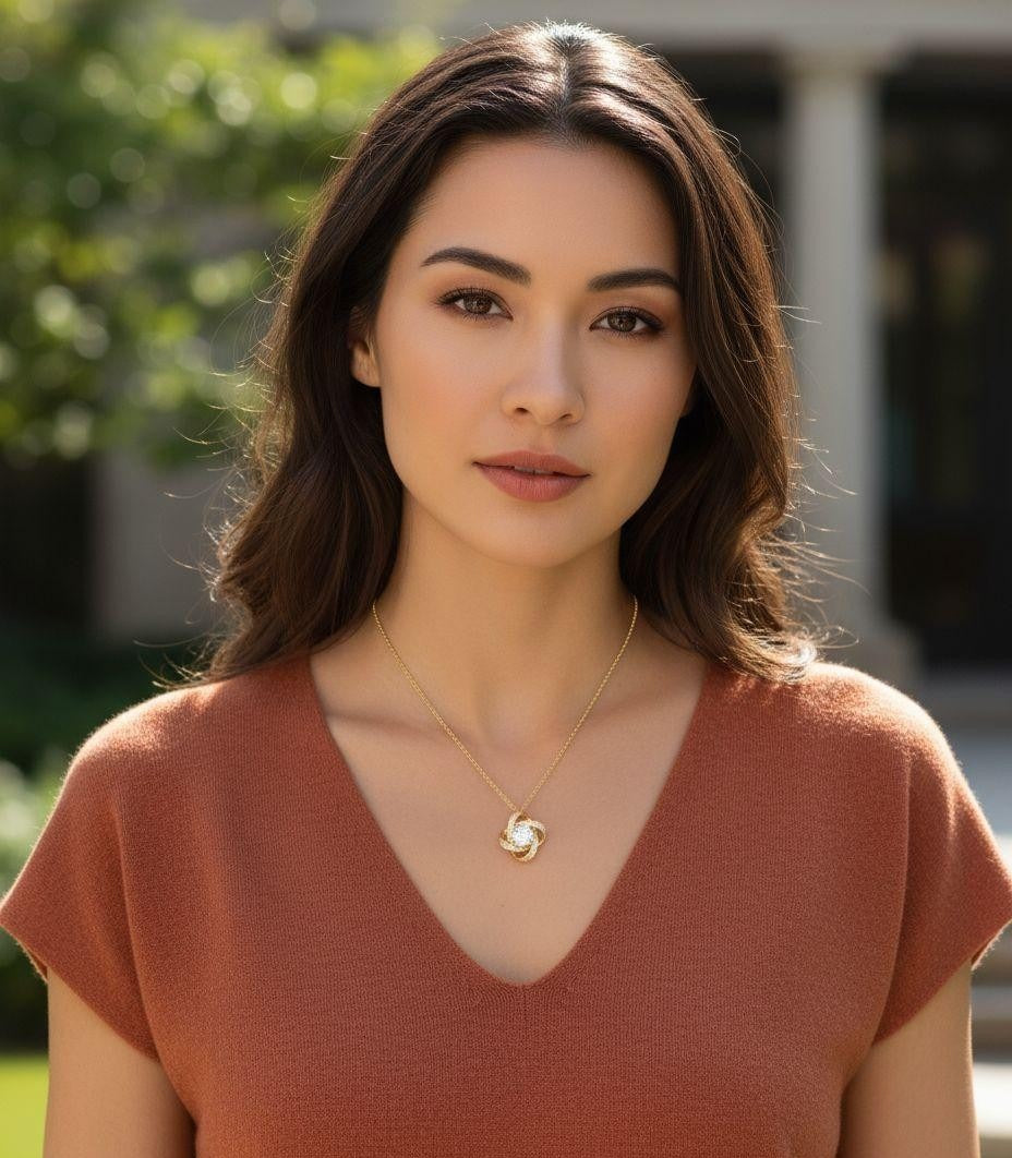 COLLIER EN ACIER DORE FLEUR AVEC PIERRES ET SOLITAIRE