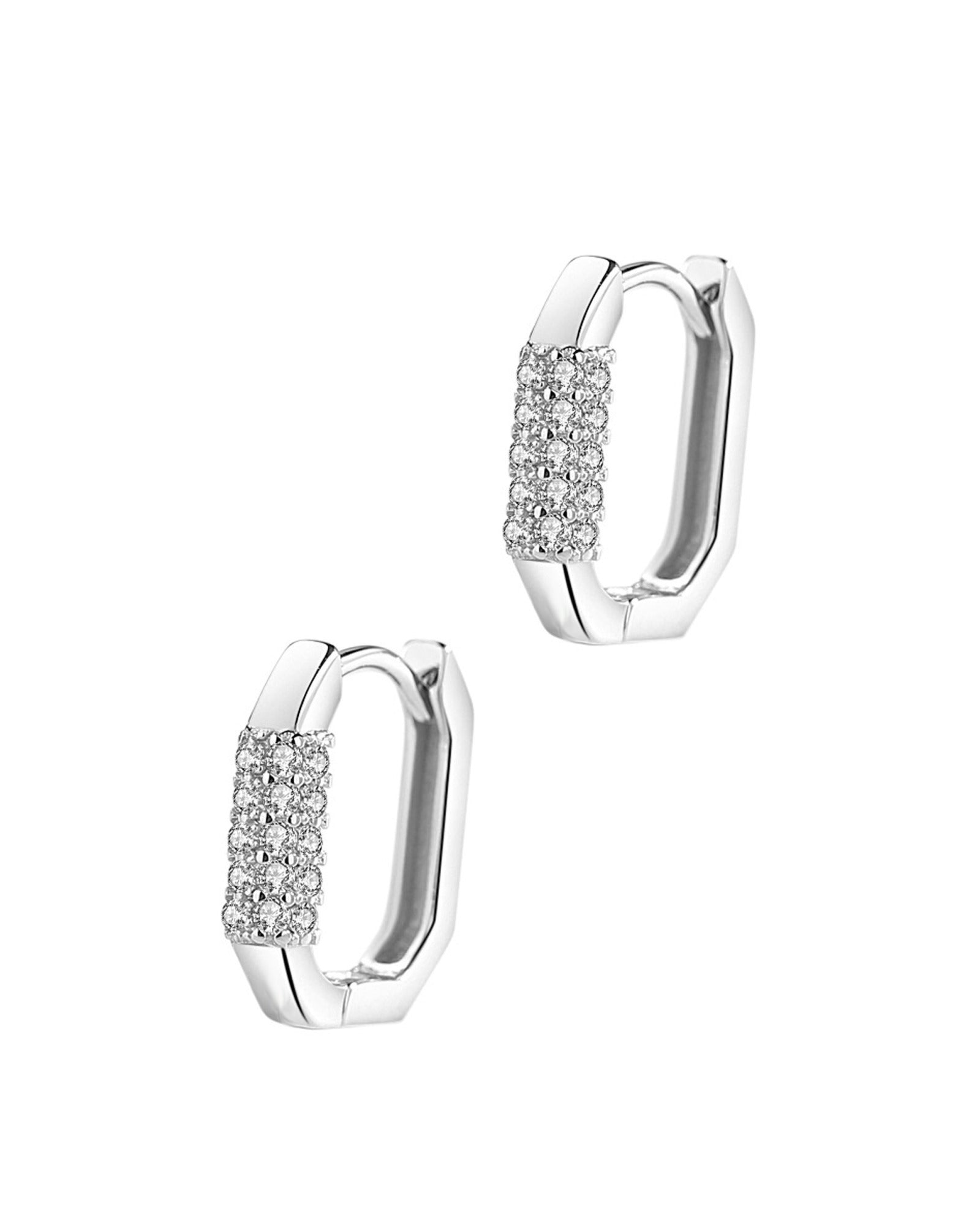 CREOLES OCTOGONALES EN ARGENT SERTIES DE PIERRES