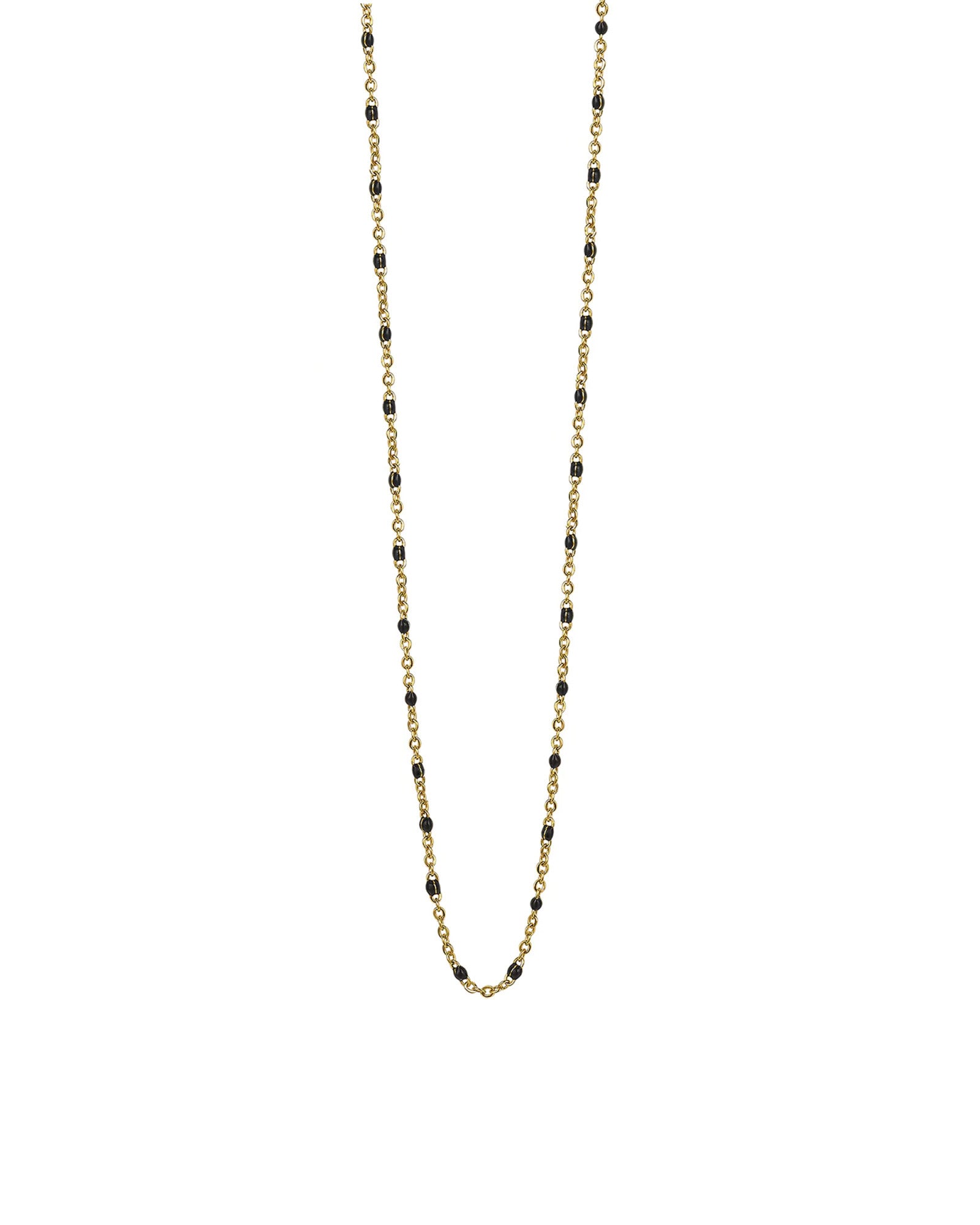 CHAINE EN ACIER DORE AVEC BILLES NOIRES