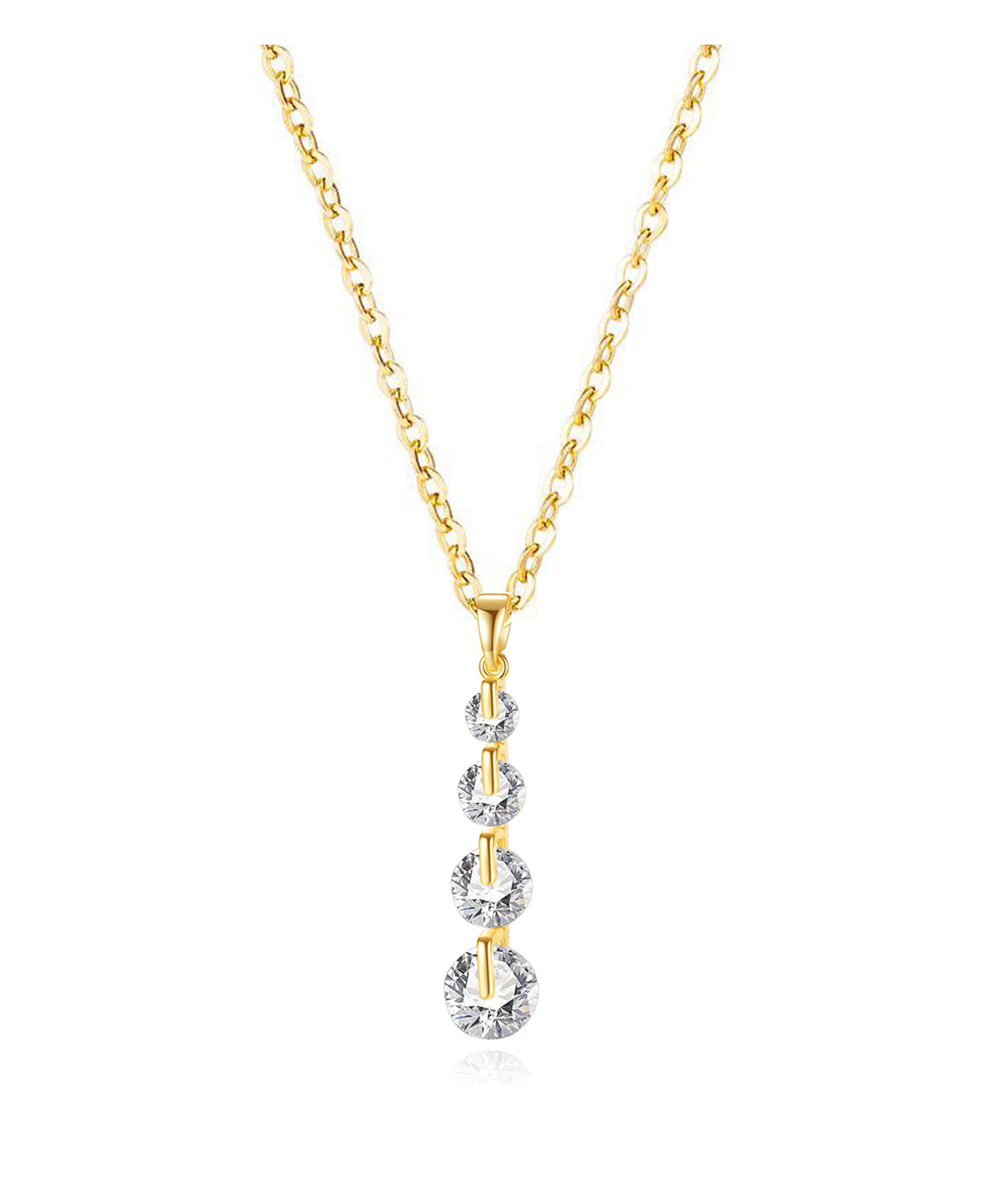 COLLIER EN ACIER DORE PENDENTIF AVEC 4 PIERRES