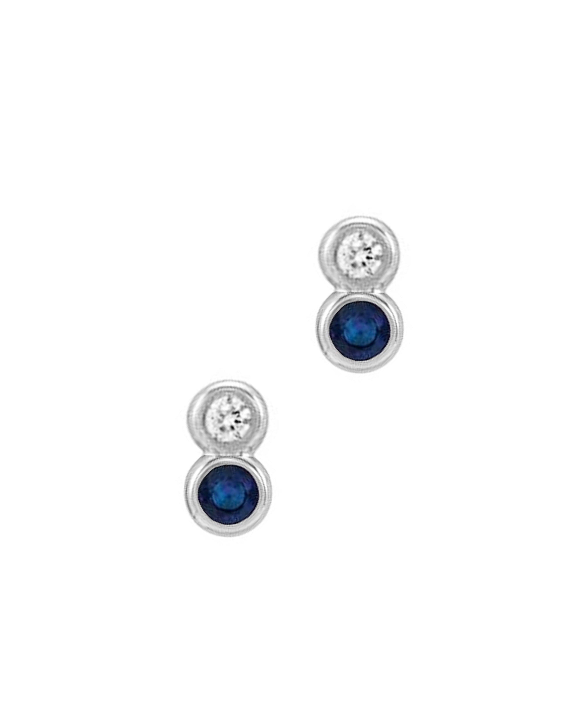 BOUCLES D'OREILLES EN ARGENT 2 PIERRES BLANCHE ET BLEUE