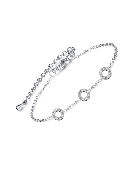 Stalen 3-cirkel armband met strass