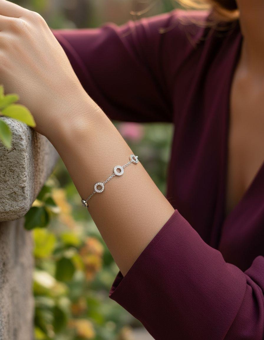 BRACELET EN ACIER 3 CERCLES AVEC STRASS