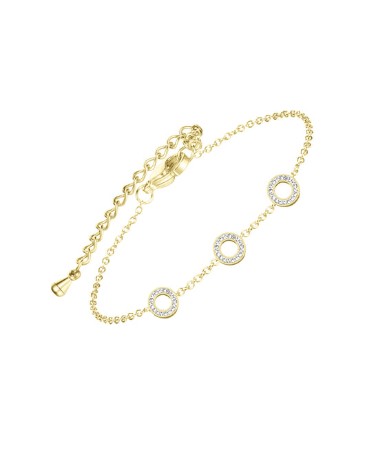 Bracelet en acier doré 3 cercles avec strass