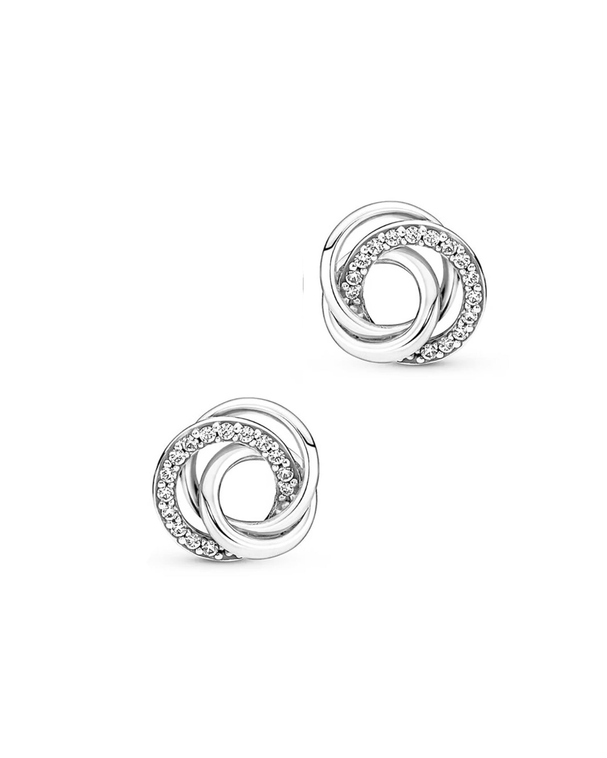 BOUCLES D'OREILLES EN ARGENT 3 CERCLES ET PIERRES