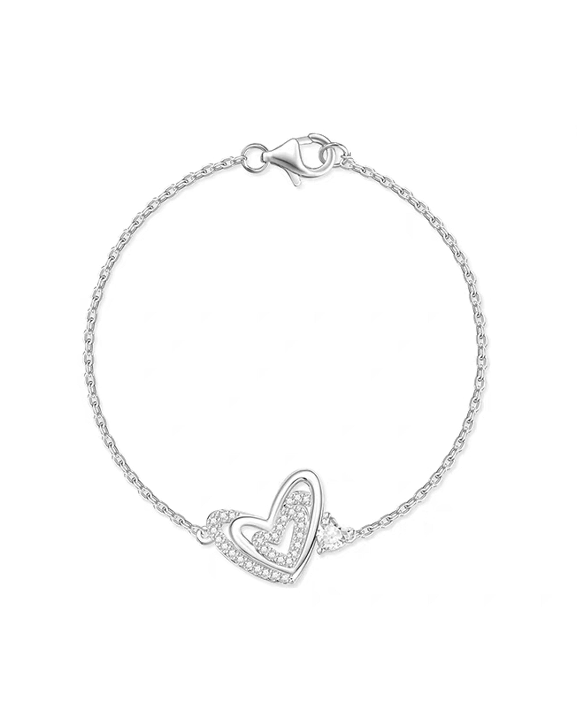 BRACELET EN ARGENT 4 COEURS ET PIERRES